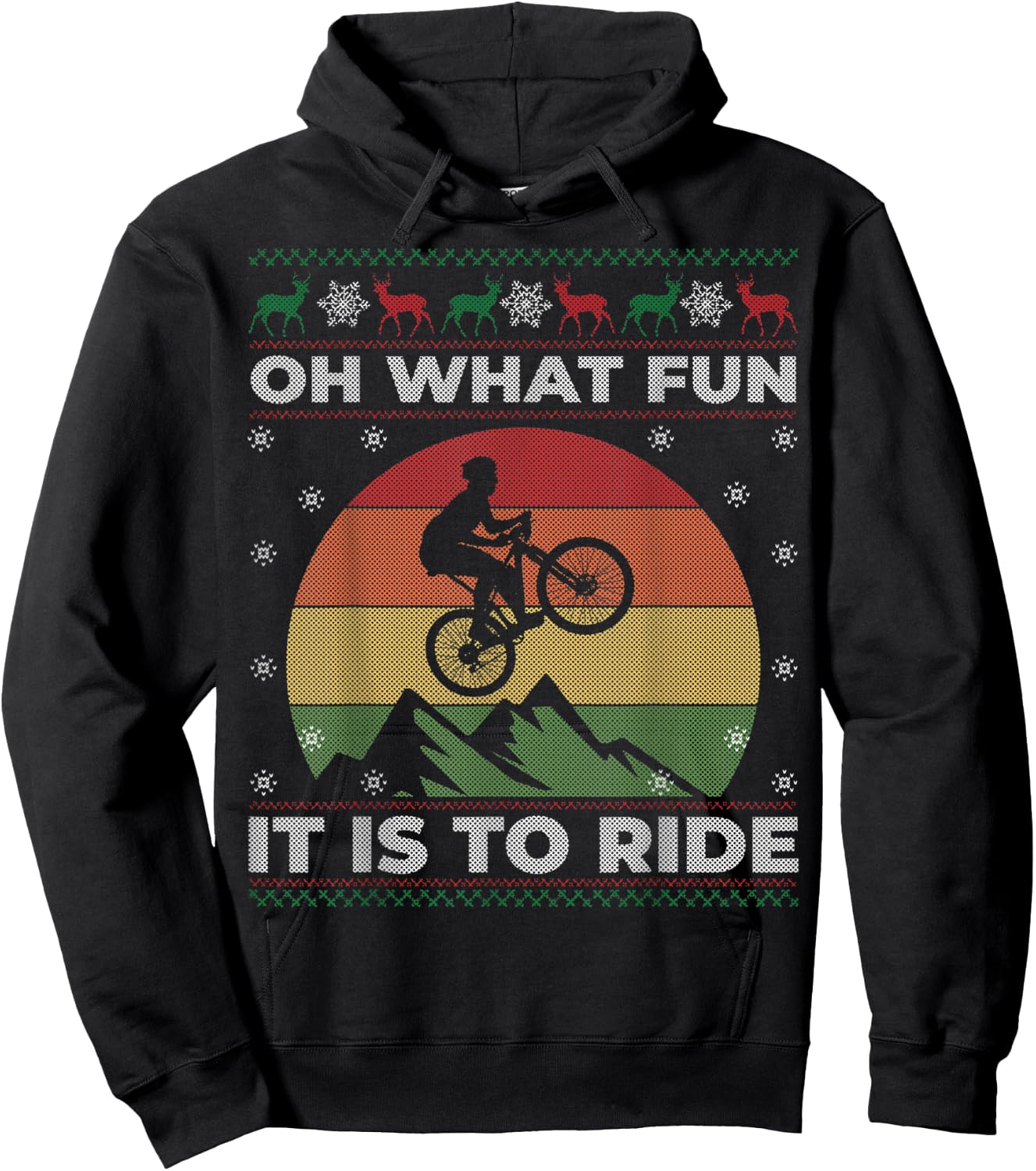 Mountain Bike Ugly Sweater Christmas Gift Women Hoodie - Hoodie | Black