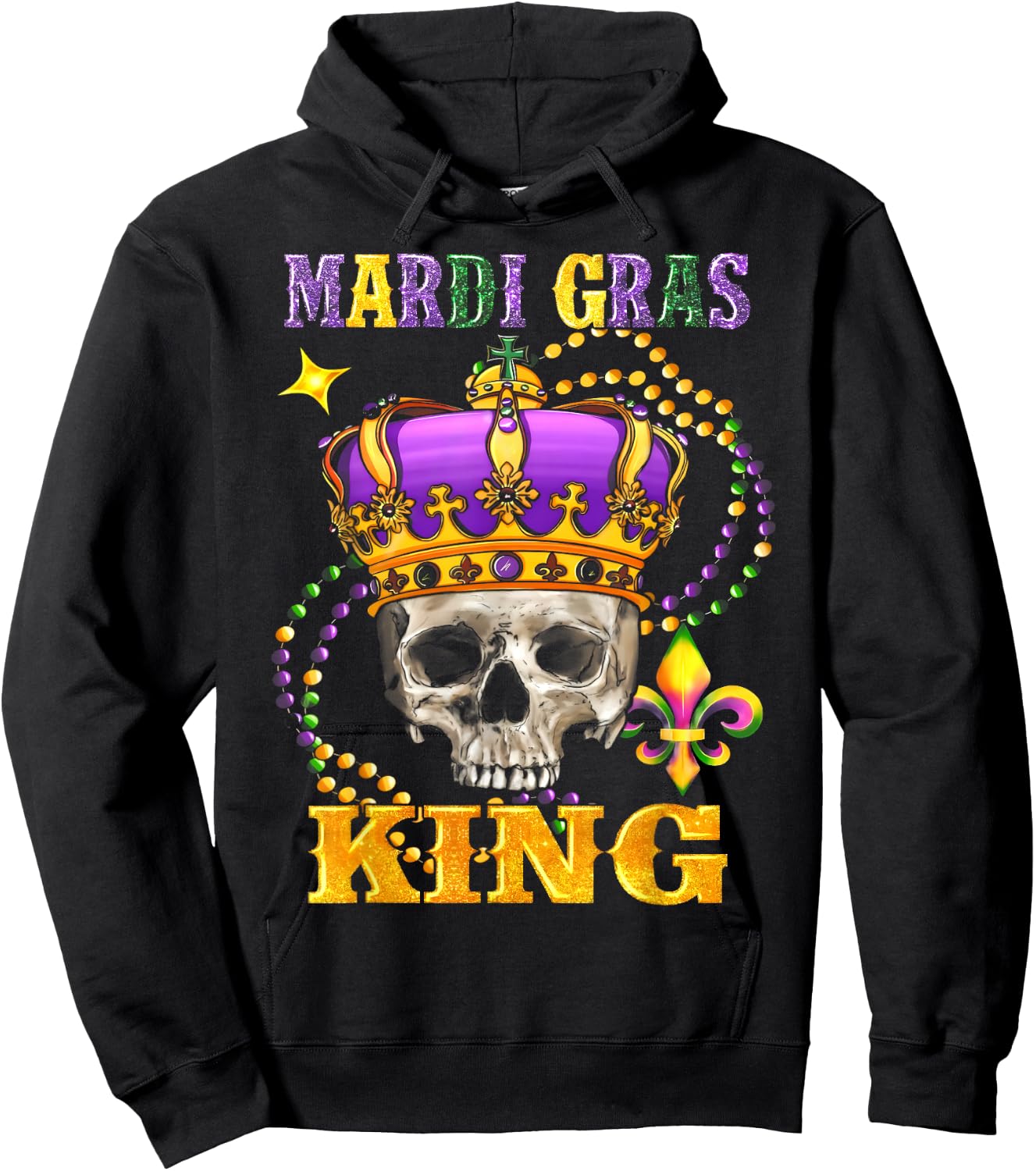 Mardi Gras King Men Carnival Costume Gift Mardi Gras Hoodie - Hoodie | Black