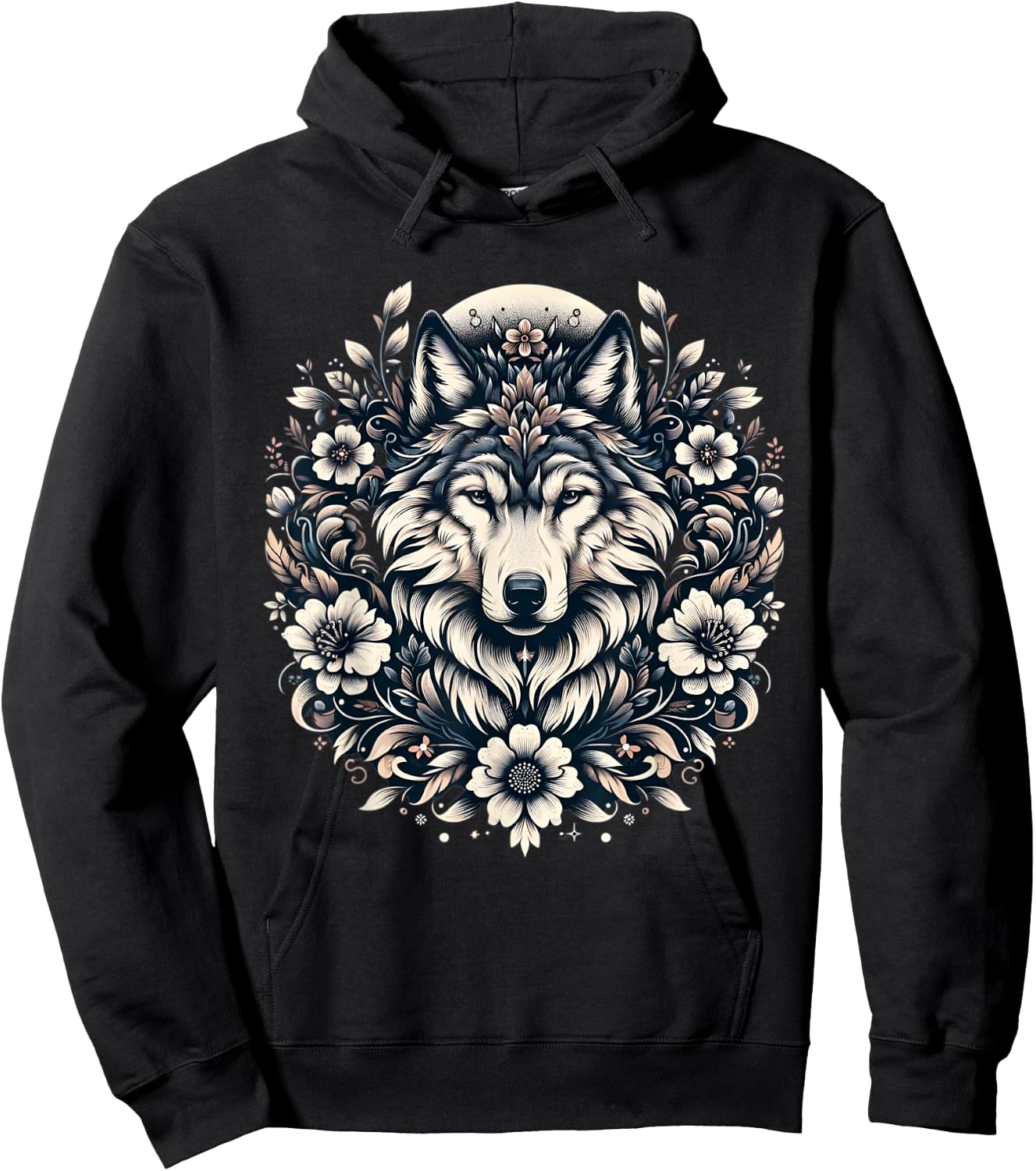Wolf floral Wolf Lover Hoodie - Hoodie | Black