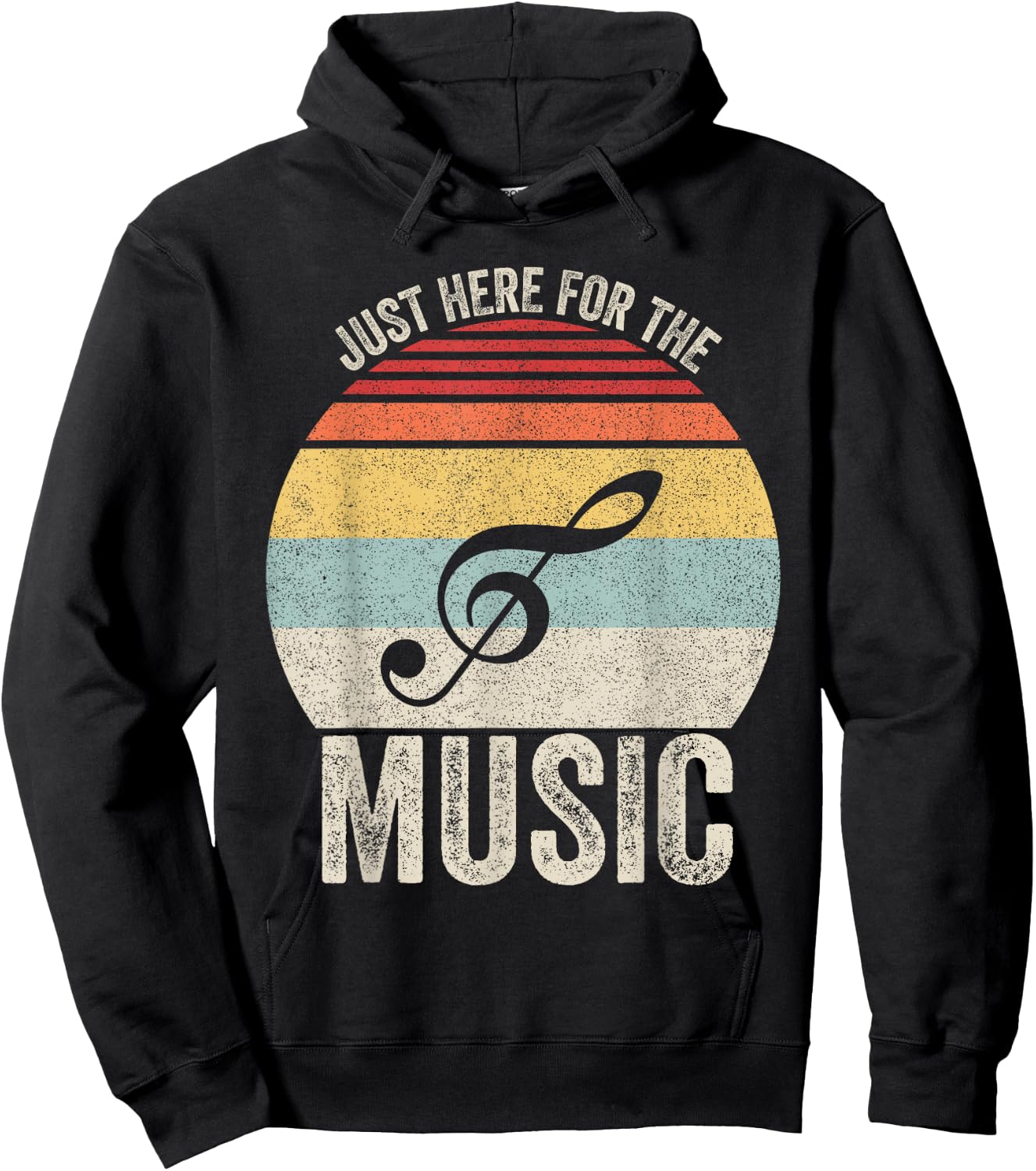Vintage Retro Just Here For The Music Hoodie - Hoodie | Black