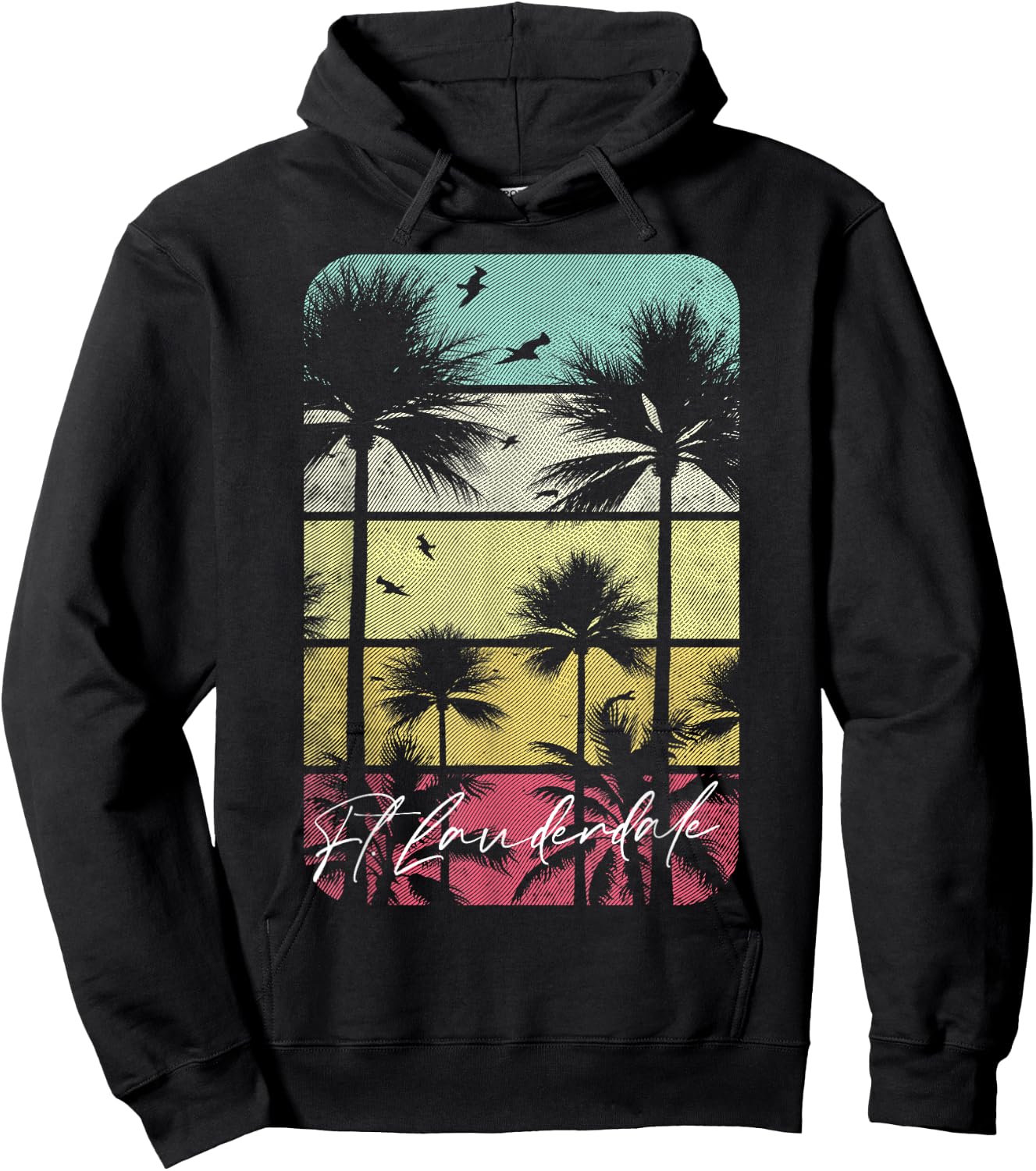 Ft. Fort Lauderdale Florida Retro Vintage Beach Surf Surfing Men Women Kids Hoodie - Hoodie | Black