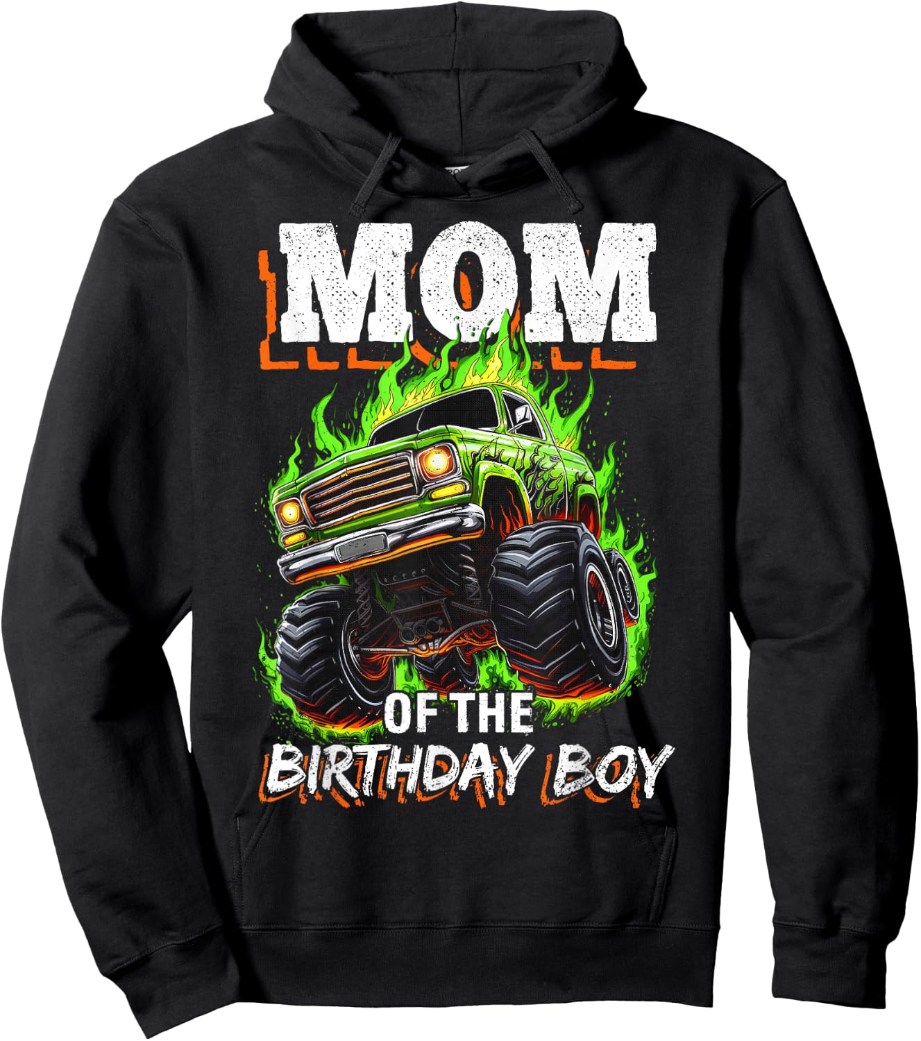 Mom of the Birthday Boy Monster Truck Birthday Novelty Hoodie - Hoodie | Black