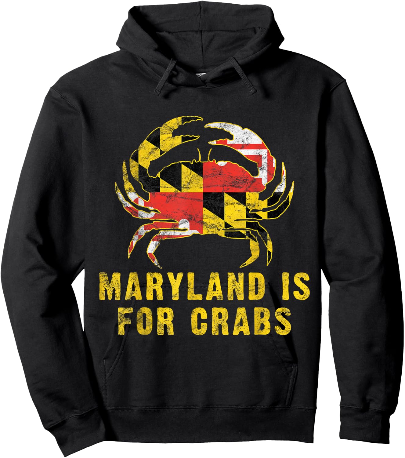 maryland is for crabs vintage ML flage crab Hoodie - Hoodie | Black