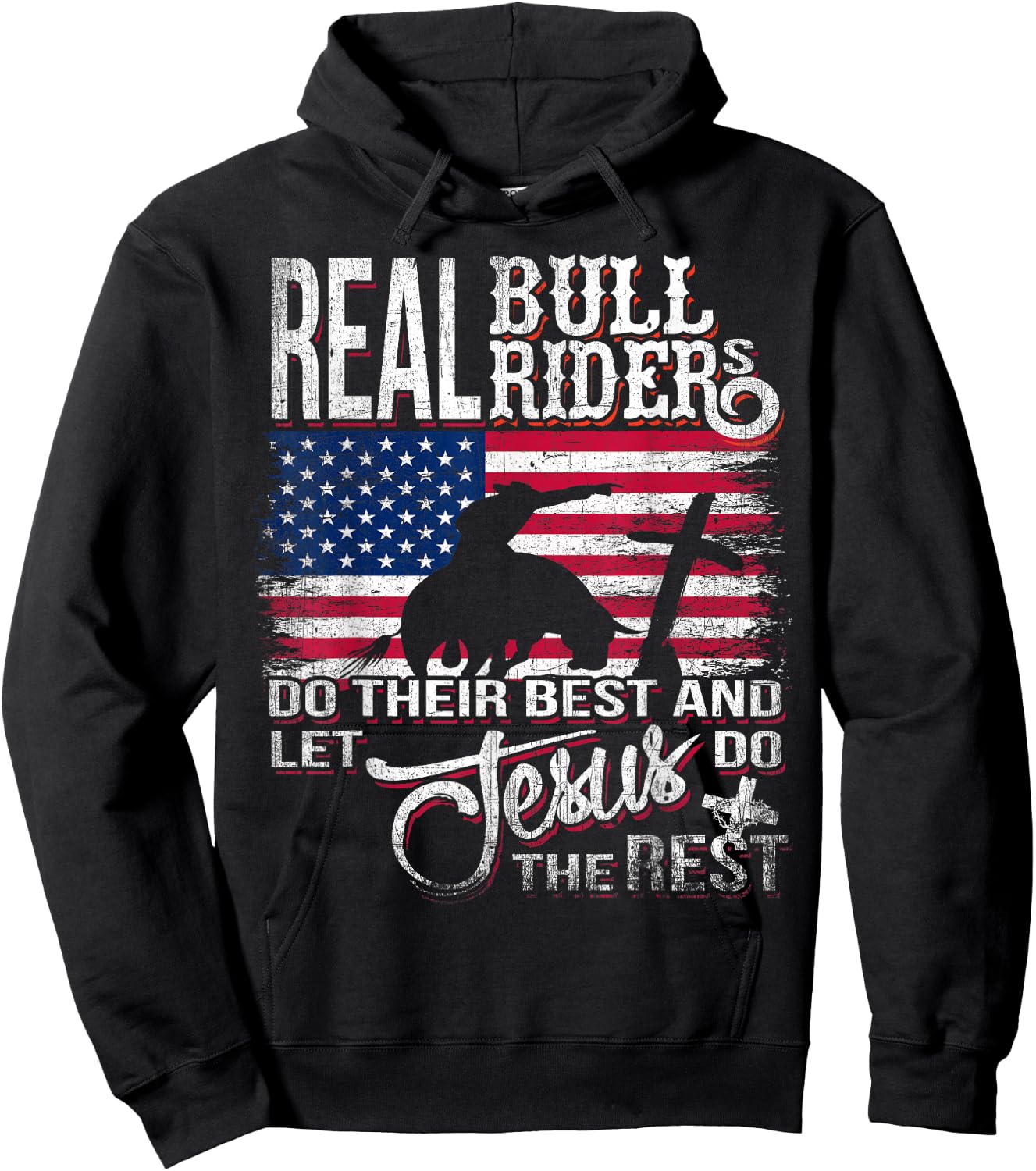 Christian Bull-Rider Bull Riding Jesus Western Sports Hoodie - Hoodie | Black