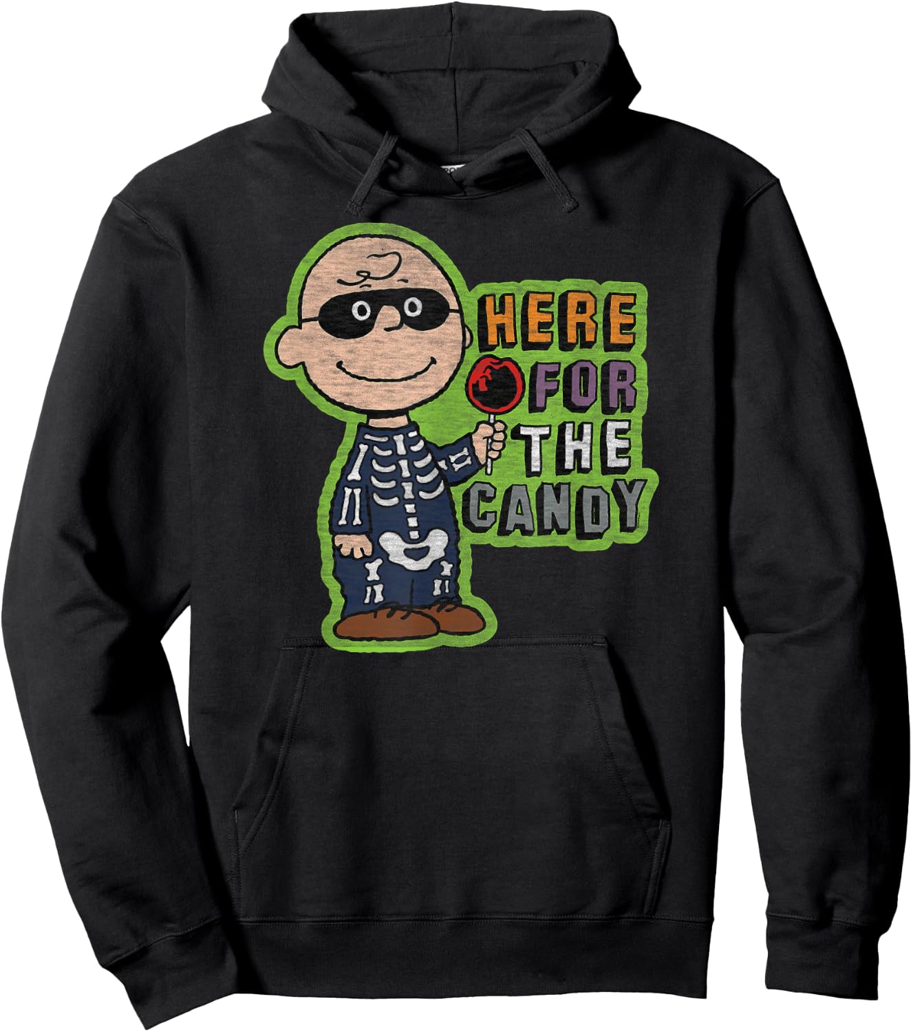 Peanuts - Charlie Brown Halloween Skeleton Candy Hoodie - Hoodie | Black