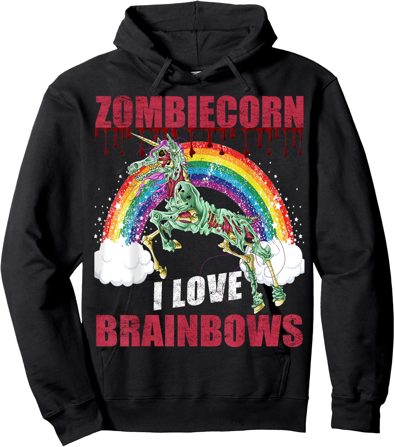 Zombie Unicorn I Love Brainbows Halloween Punk Gothic Goth Hoodie - Hoodie | Black
