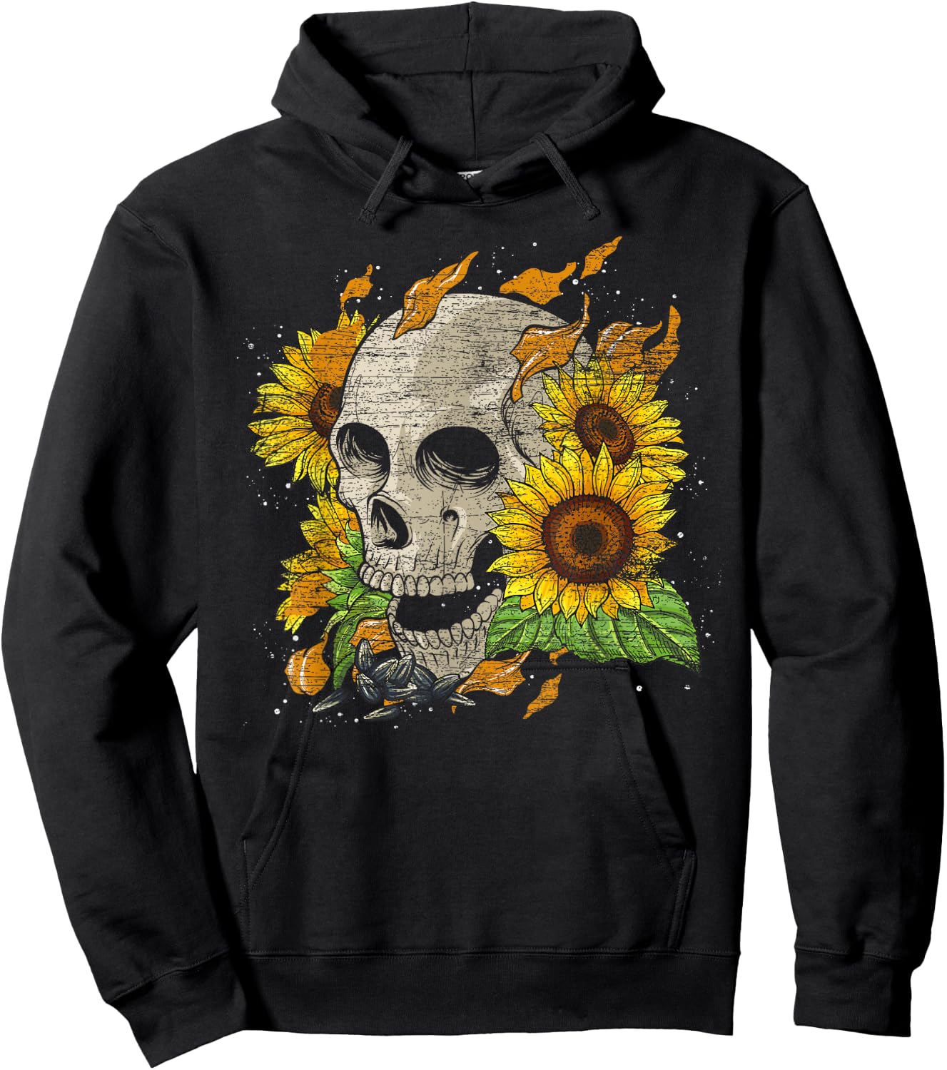 Florist Hippie Yellow Flower Nature Skull Sunflower Hoodie - Hoodie | Black