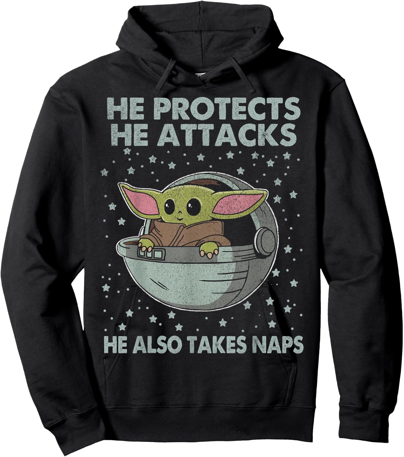 Star Wars The Mandalorian The Child He Also Takes Naps Hoodie - Hoodie | Black