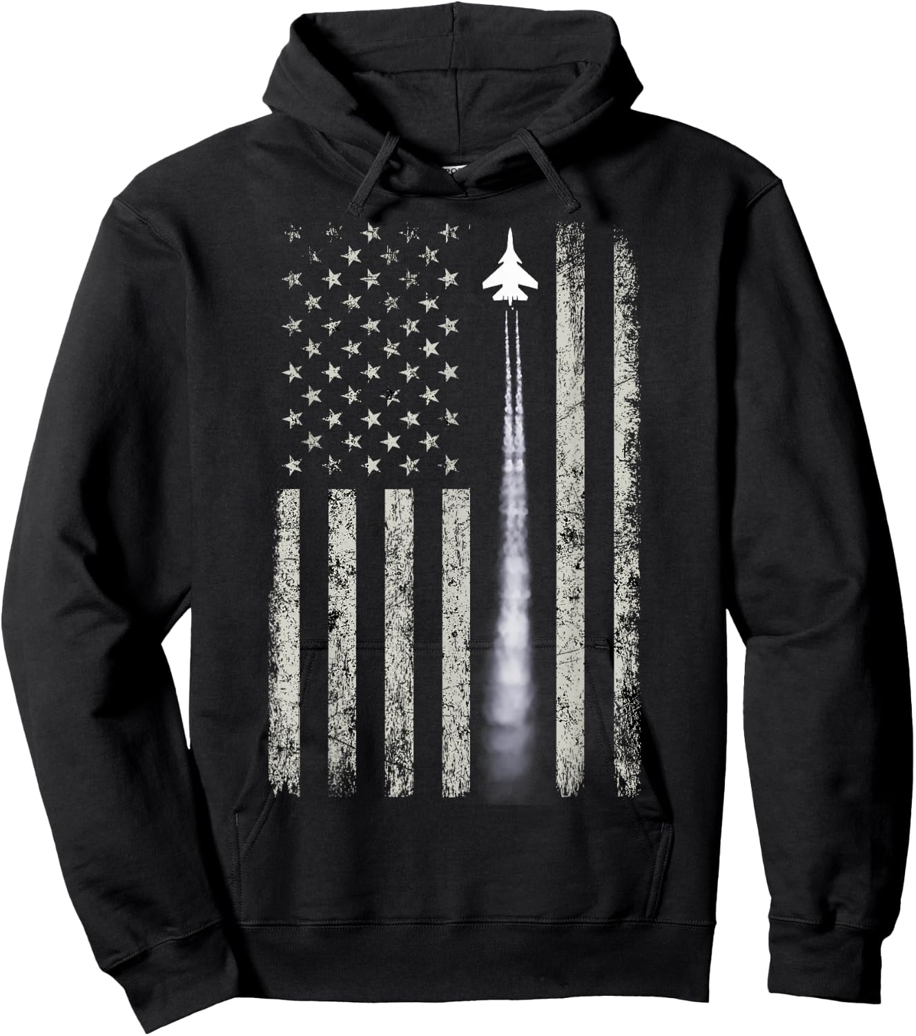 Patriotic American Flag Airplane Enthusiast Pilot Gift Men Hoodie - Hoodie | Black