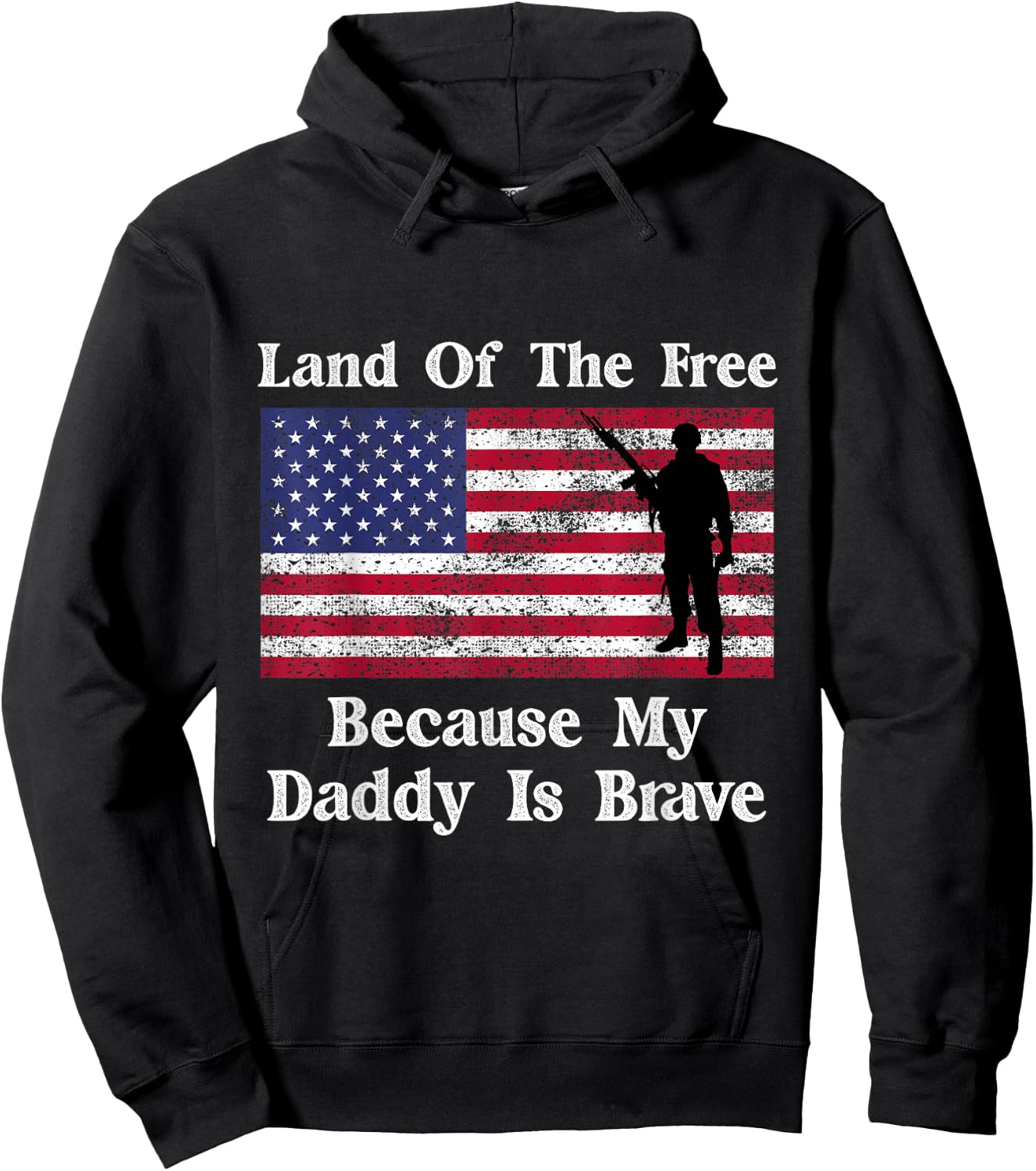 Land Of The Free Because My Daddy Is Brave Military Child Hoodie - Hoodie | Black