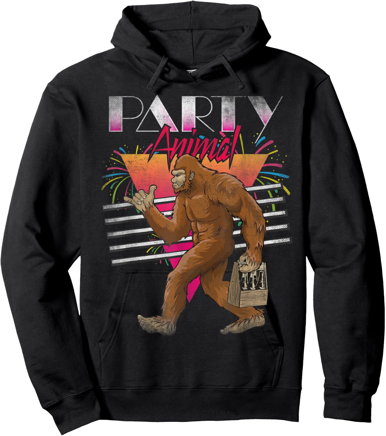 Vintage 80s Classic, Bigfoot, Sasquatch, Party Animal, Shaka Hoodie - Hoodie | Black