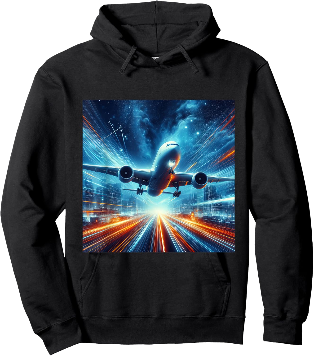 B-777 Aircraft Aviation Airplane Airport Runway Landing Hoodie - Hoodie | Black