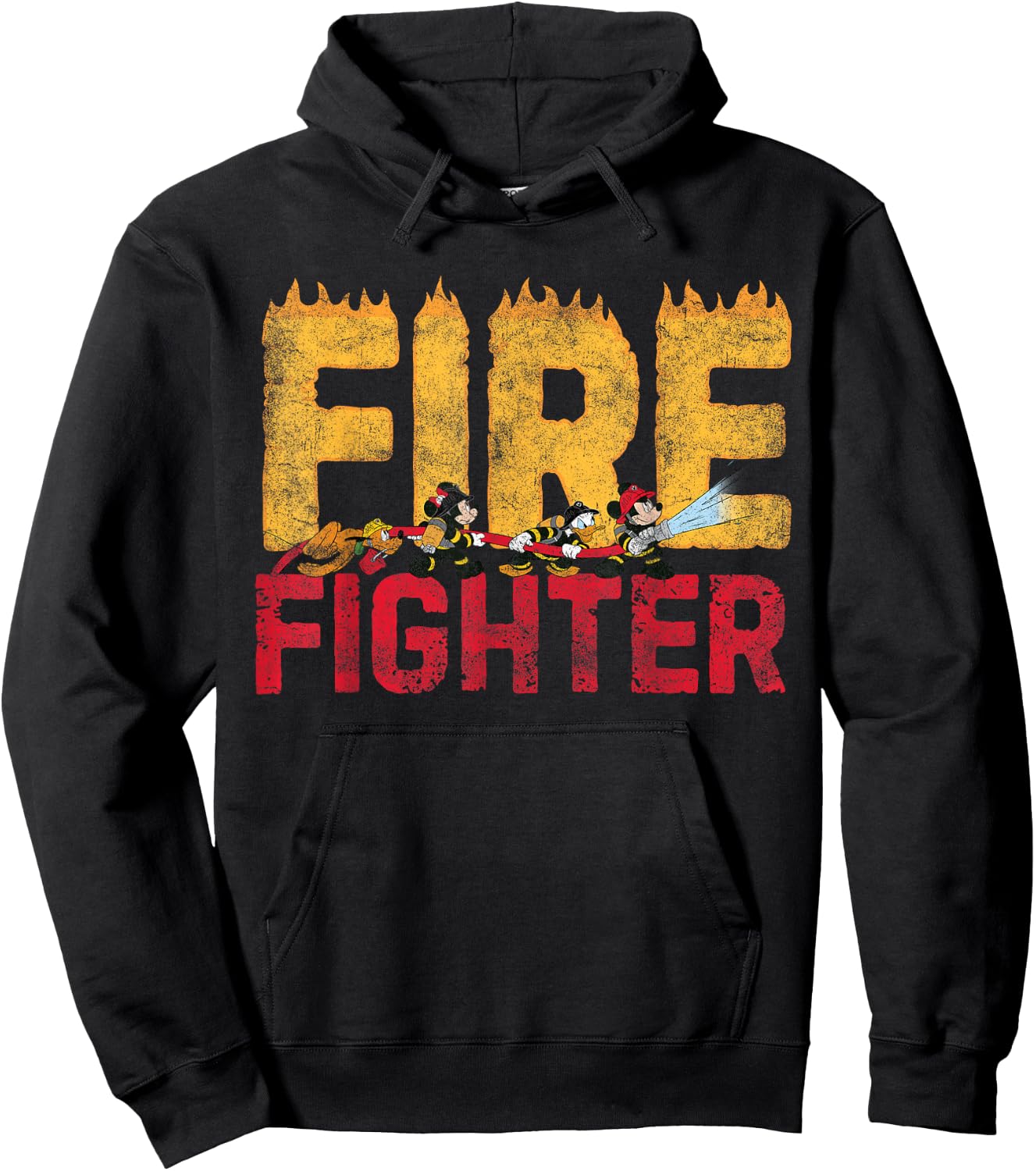 Disney Mickey and Friends Minnie Donald Pluto Fire Fighters Small Hoodie - Hoodie | Black