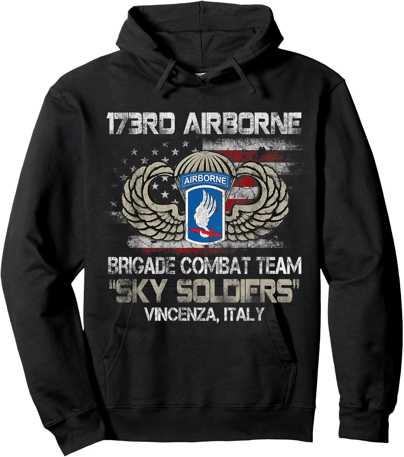 173rd Airborne Brigade Combat Team U.S Flag Veteran Gift Men Hoodie - Hoodie | Black
