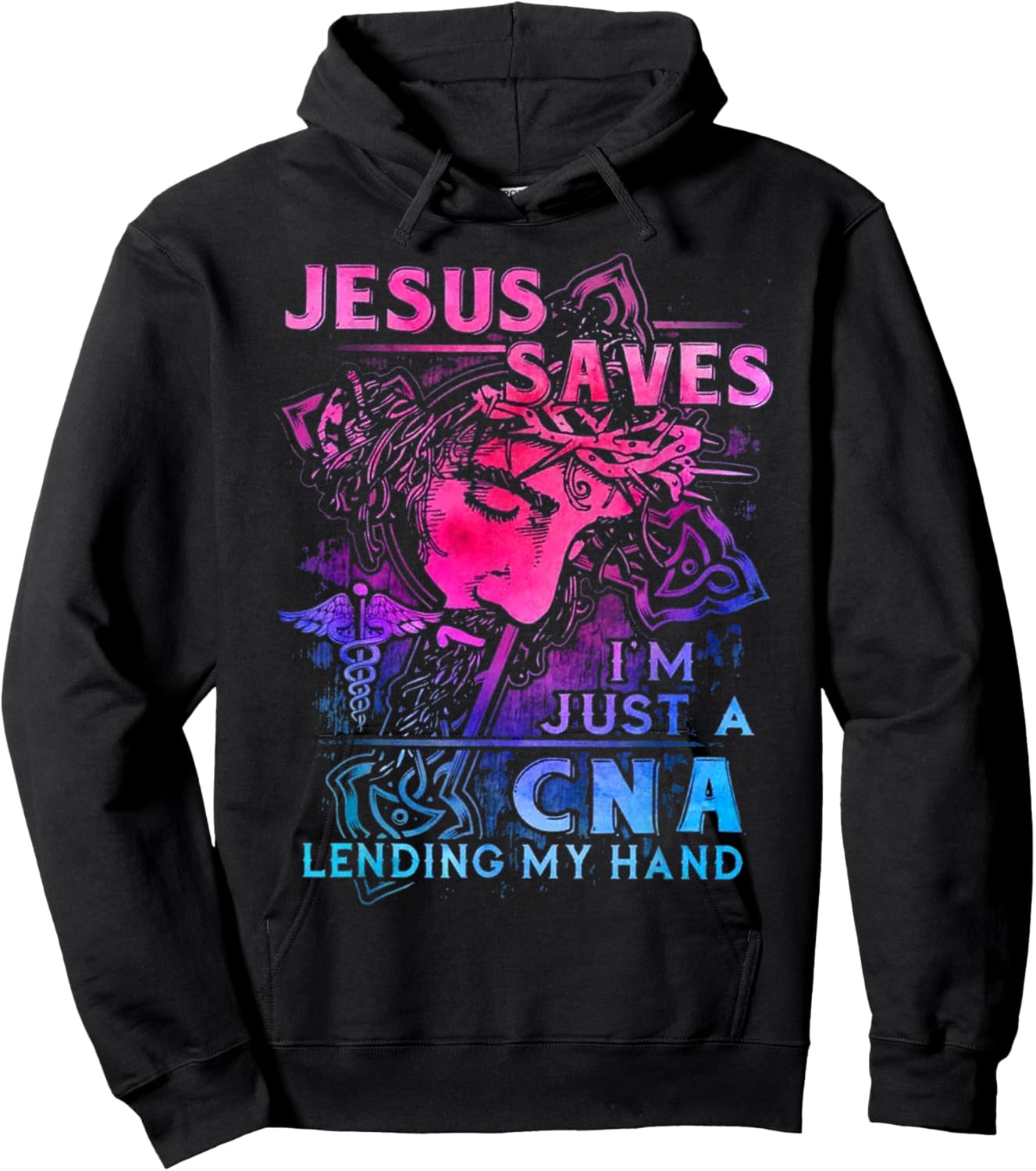 Jesus Saves I'm Just A CNA Lending My Hand Hoodie - Hoodie | Black