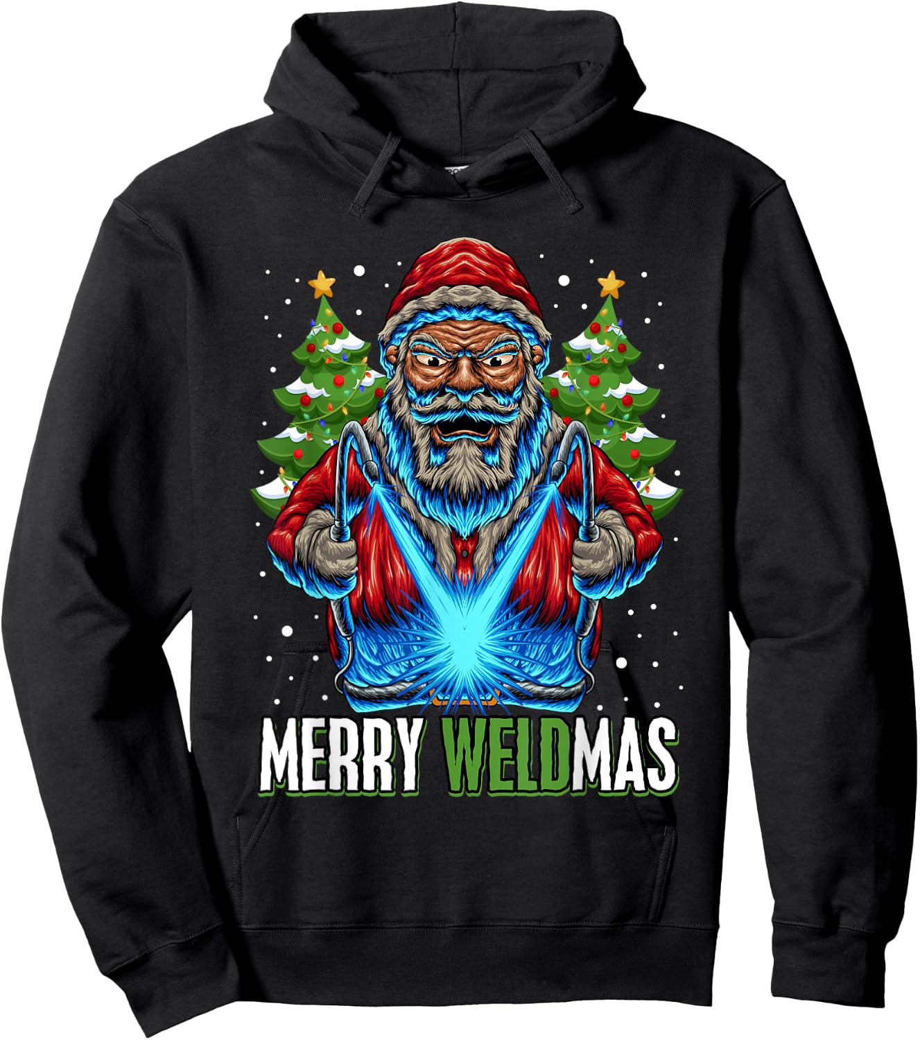 Merry Weldmas Welder Christmas Welding Worker Santa Hoodie - Hoodie | Black