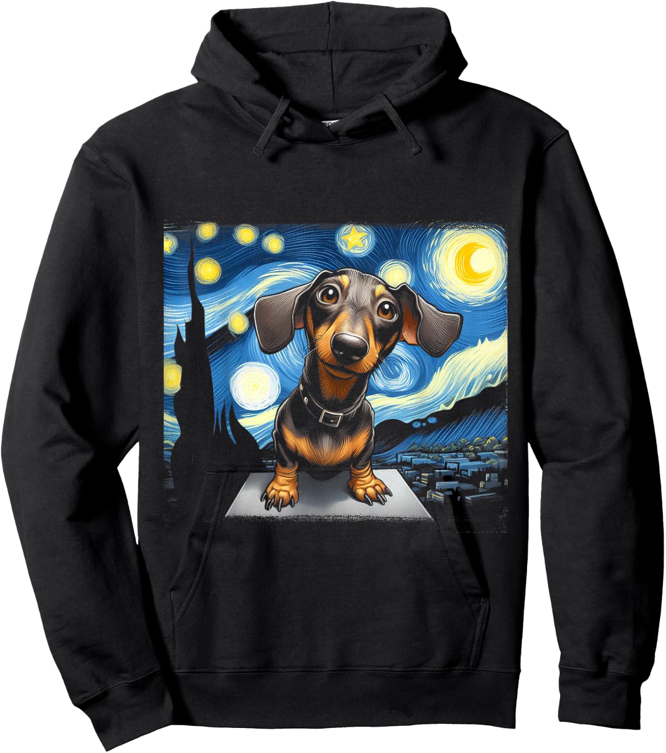 Funny Dachshunds Sausage Dogs in a Starry Night Hoodie - Hoodie | Black