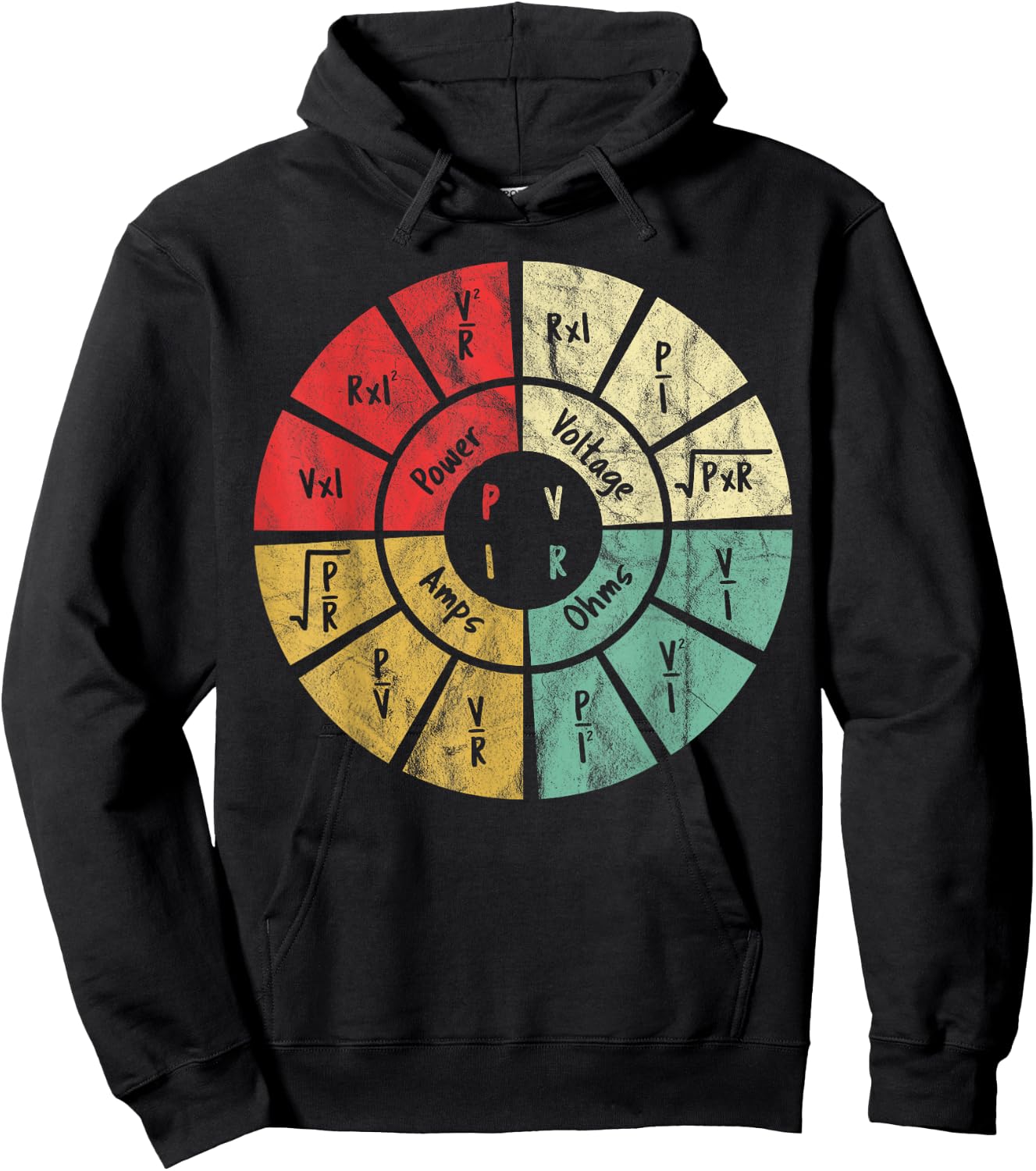 Vintage Ohms Law Diagram Electrical Electronics Engineer Hoodie - Hoodie | Black