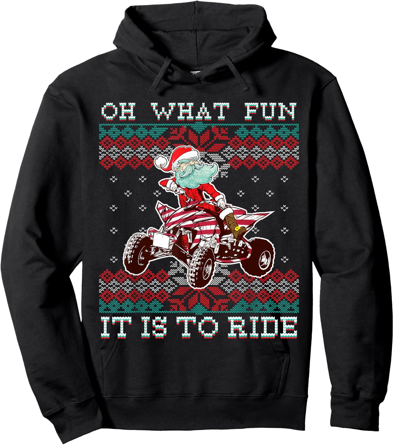 Christmas All-Terrain Vehicles Santa Claus Four-Wheeler ATV Hoodie - Hoodie | Black
