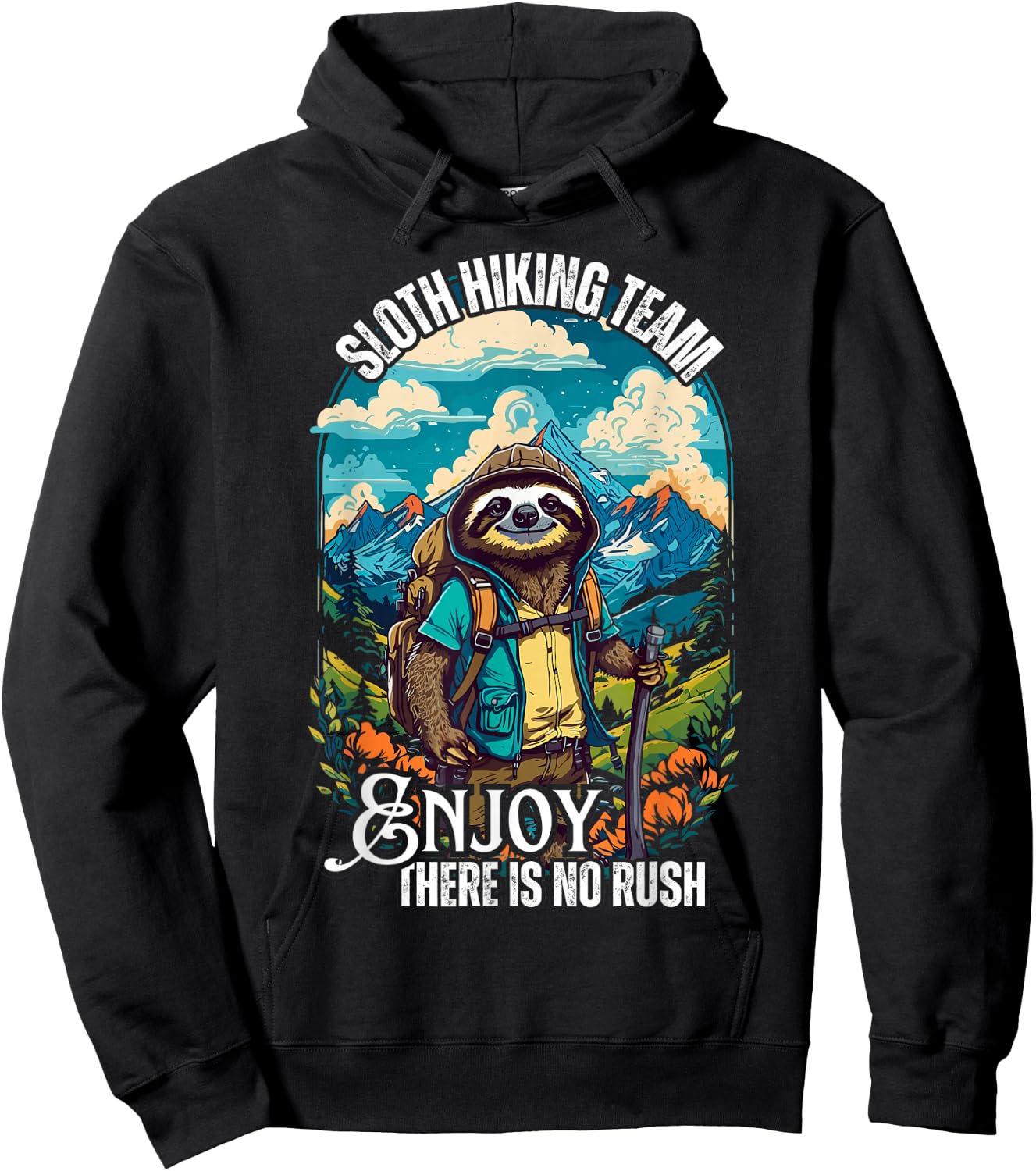 Sloth hiking team, funny hiking sloth, sloths and hiking Hoodie - Hoodie | Black