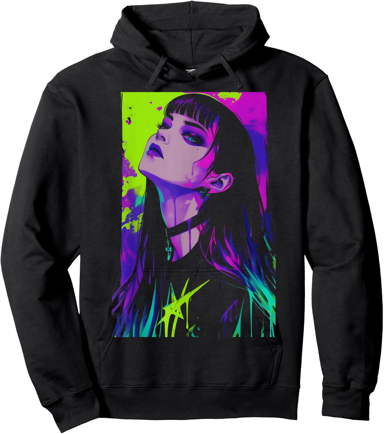 Cybergoth Cybercore Grunge Punk Goth Girl Alt Anime Manga Hoodie - Hoodie | Black