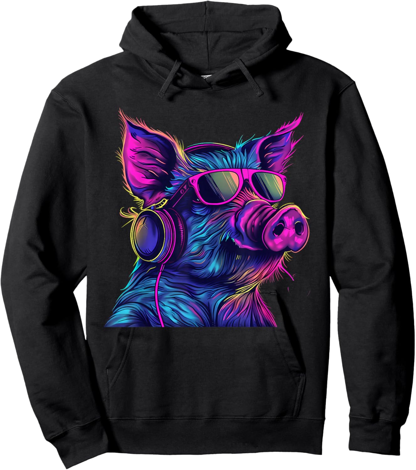 Pig DJ Techno EDM Pig Lover Music Headphones Beatmaker Hoodie - Hoodie | Black