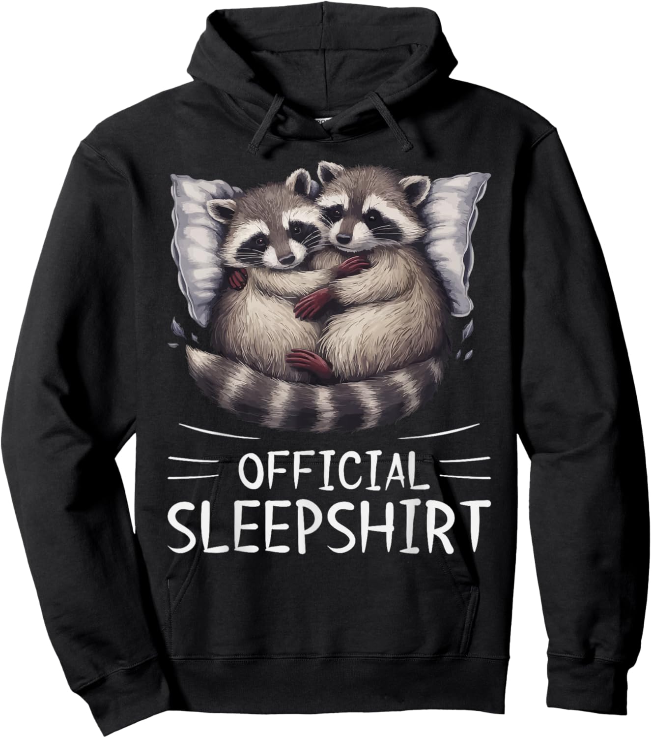 Official Sleepshirt Raccoon Pajamas Racoon Hoodie - Hoodie | Black