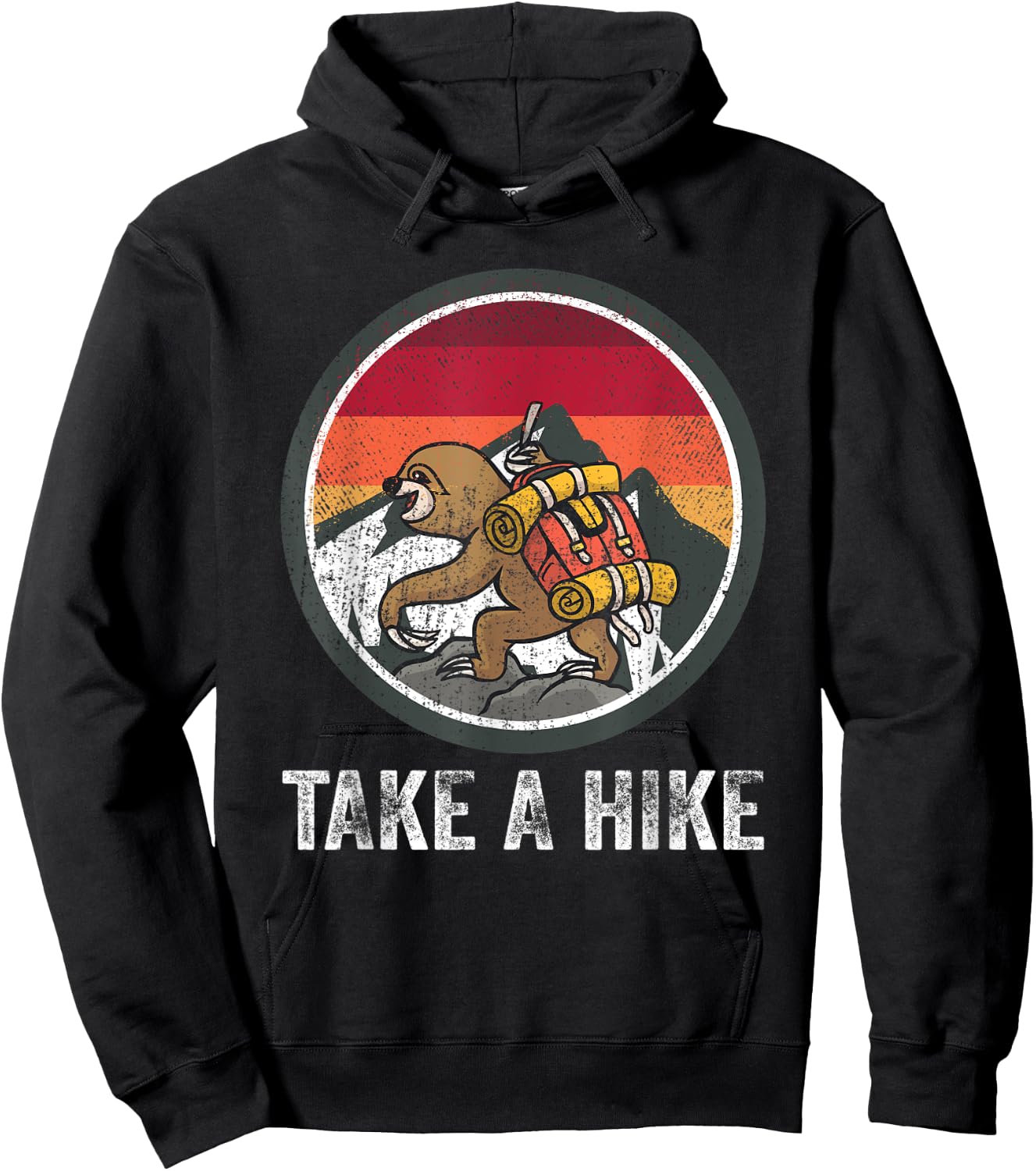 Take A Hike Retro Hiker Sloth Hiking Trekking Fun Kids Boys Hoodie - Hoodie | Black