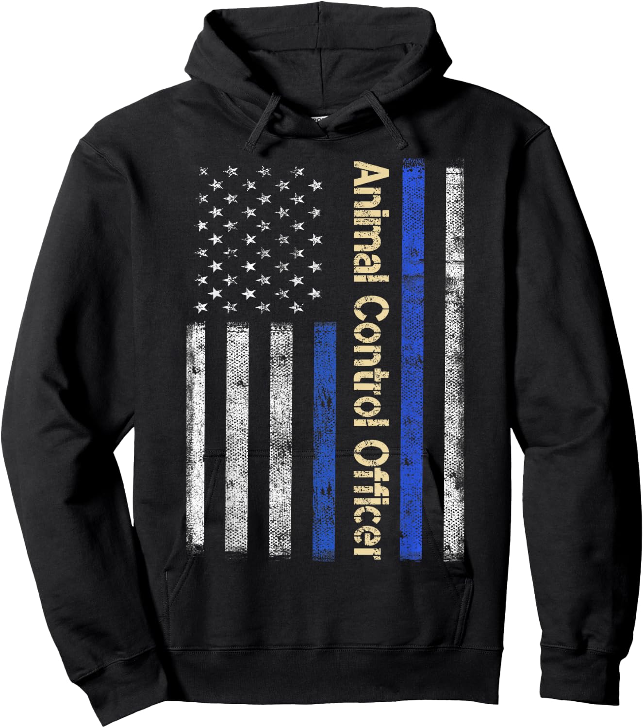 Vintage USA Animal Control Officer American Flag Patriotic Hoodie - Hoodie | Black