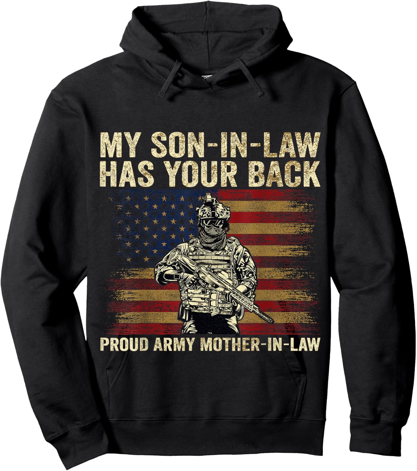 My Son-in-law Has Your Back Proud Army Mother-in-law Veteran Hoodie - Hoodie | Black