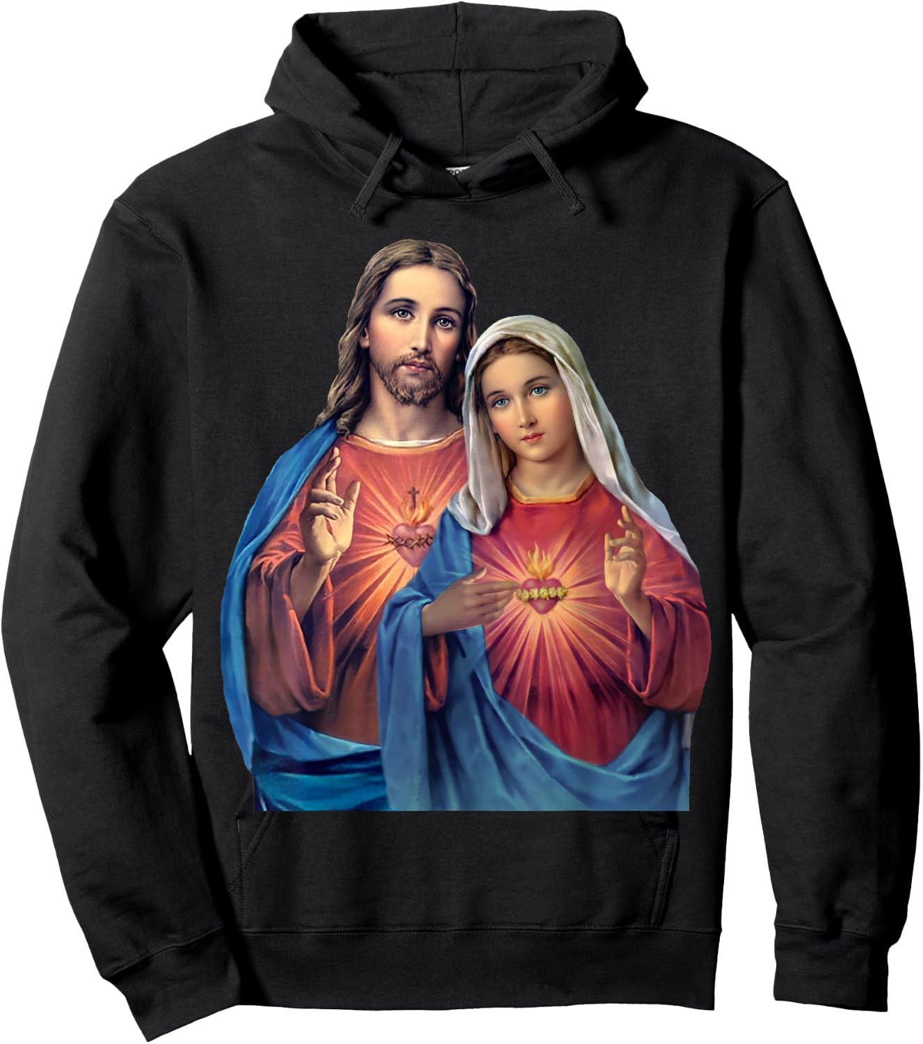 Hearts of Jesus and Mary very close together (Twin Hearts) Hoodie - Hoodie | Black