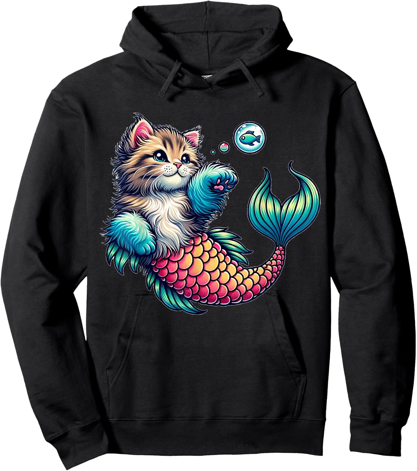 Purrmaid Cat Mermaid for Mermaid Lovers Cat Moms & Girls Hoodie - Hoodie | Black