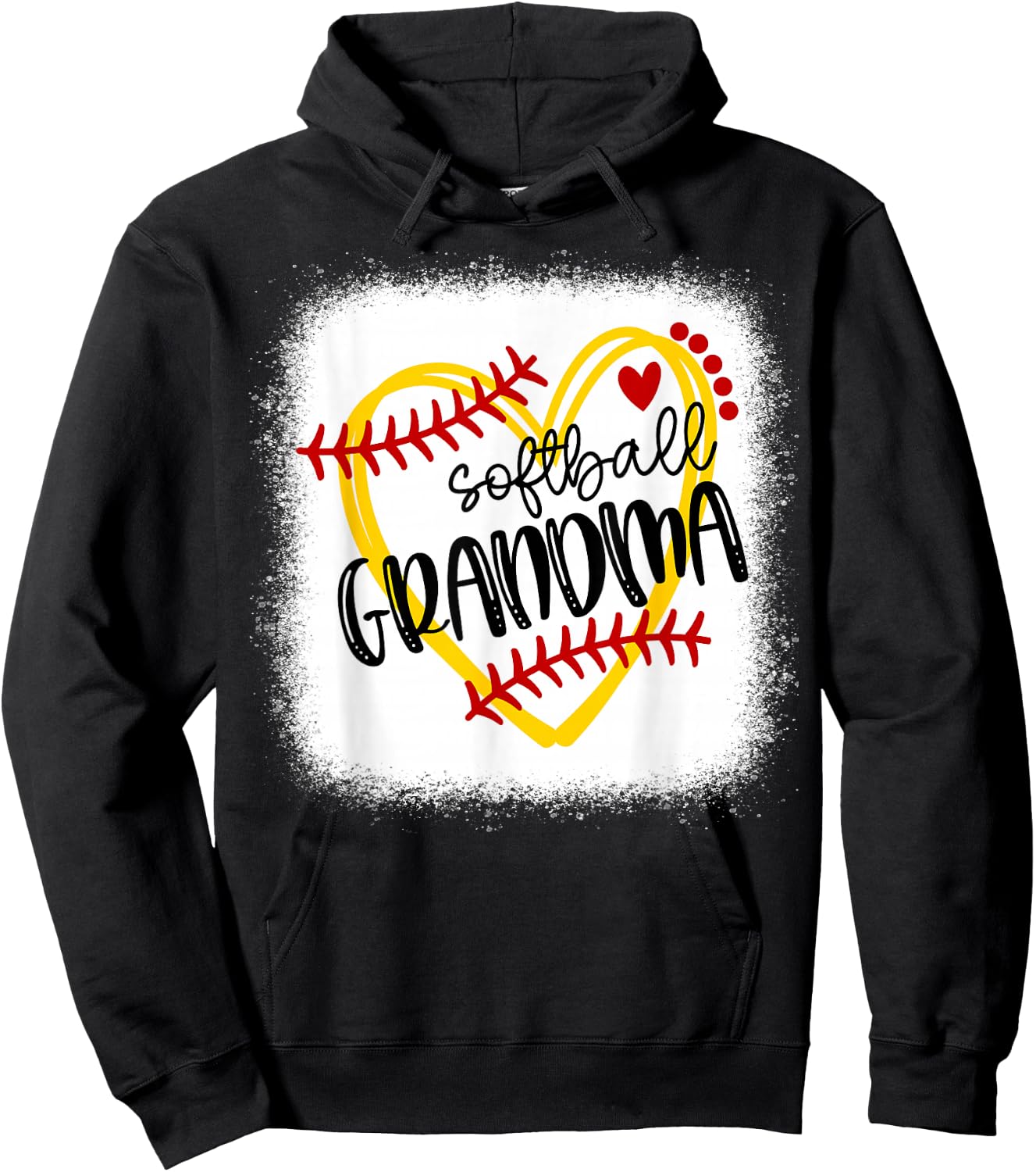 Personalized Softball Heart Cute Grandma Women Softball Hoodie - Hoodie | Black