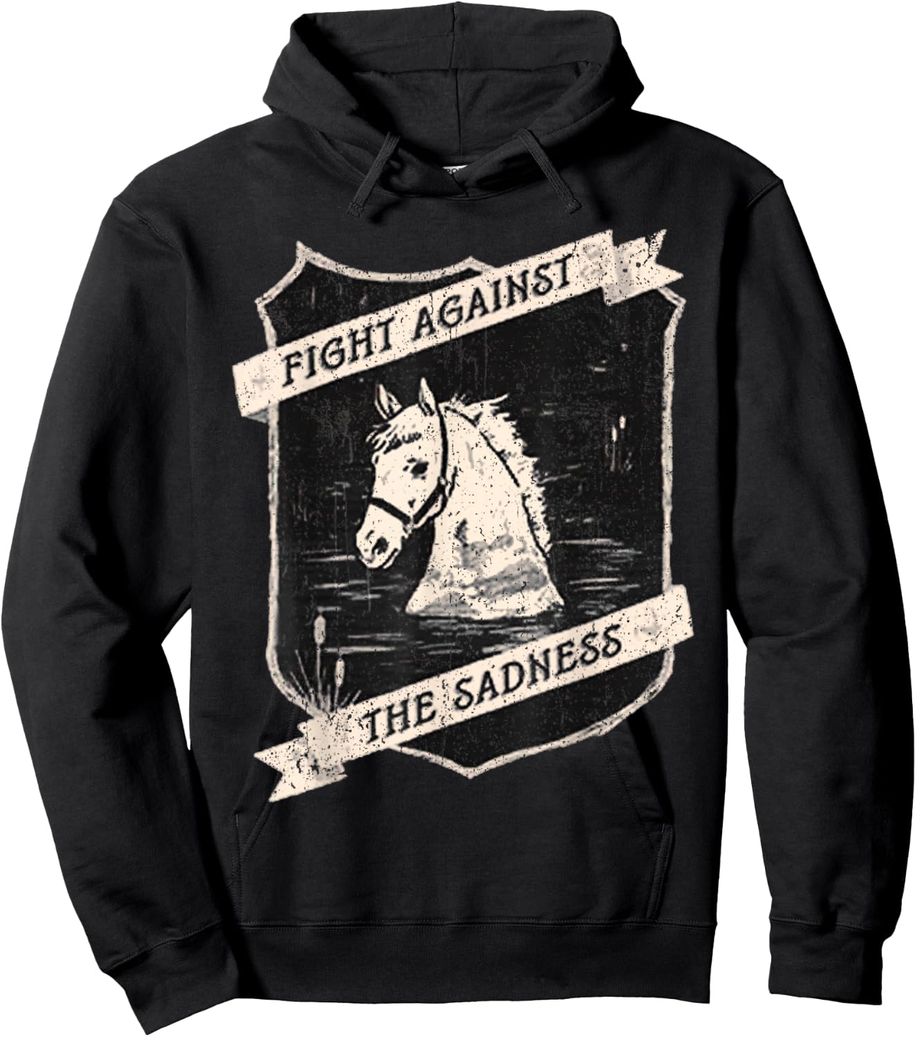 Vintage Fight Against The Sadness Hoodie - Hoodie | Black