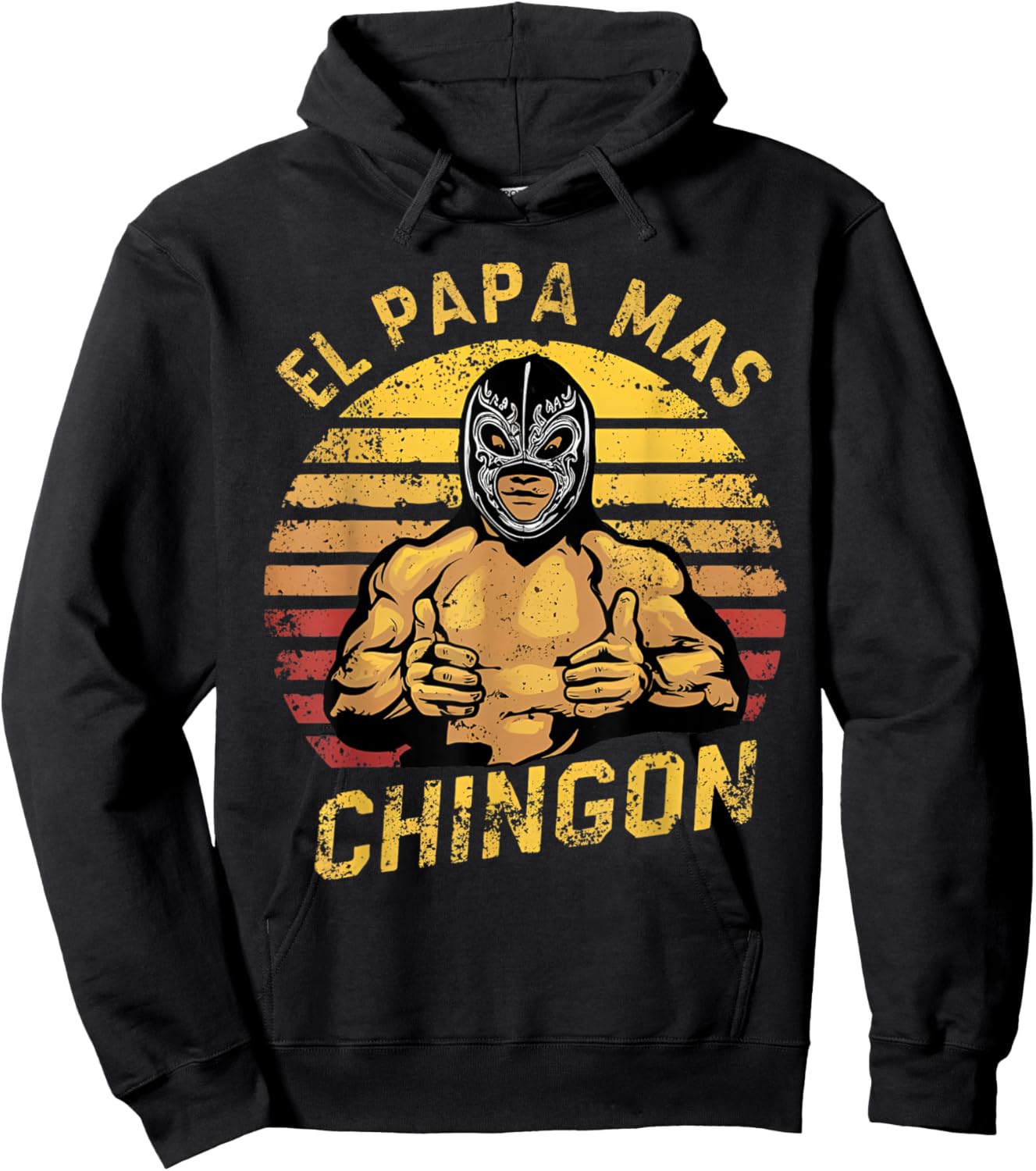 Fathers Day El Papa Mas Chingon Vintage Mexican Dad Spanish Hoodie - Hoodie | Black