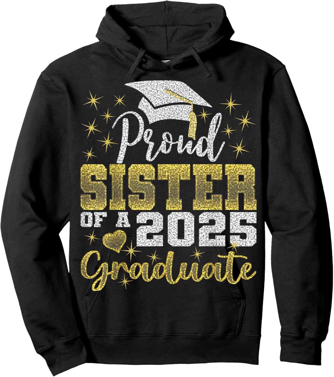 Super Proud Sister of 2025 Graduate Awesome Family College Hoodie - Hoodie | Black