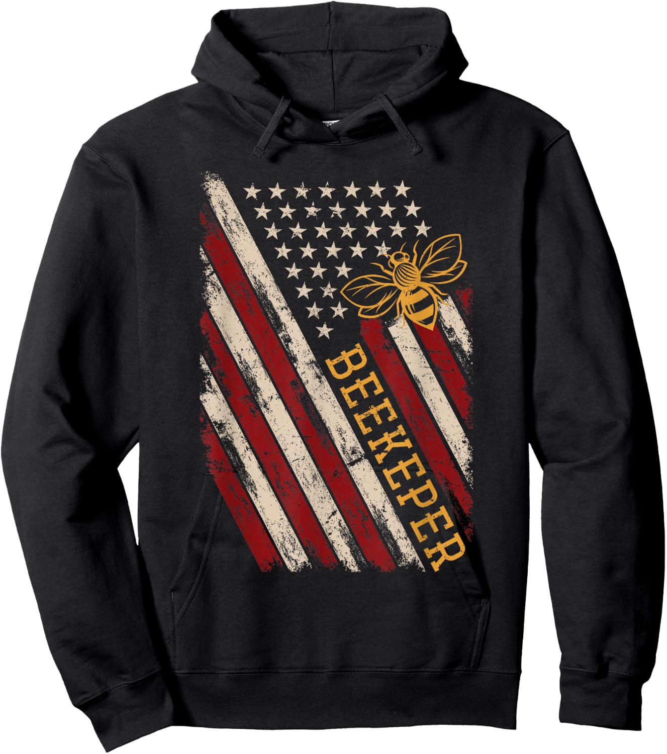 Patriotic Bee Whisperer 4th of July Gift USA Flag Beekeeper Hoodie - Hoodie | Black