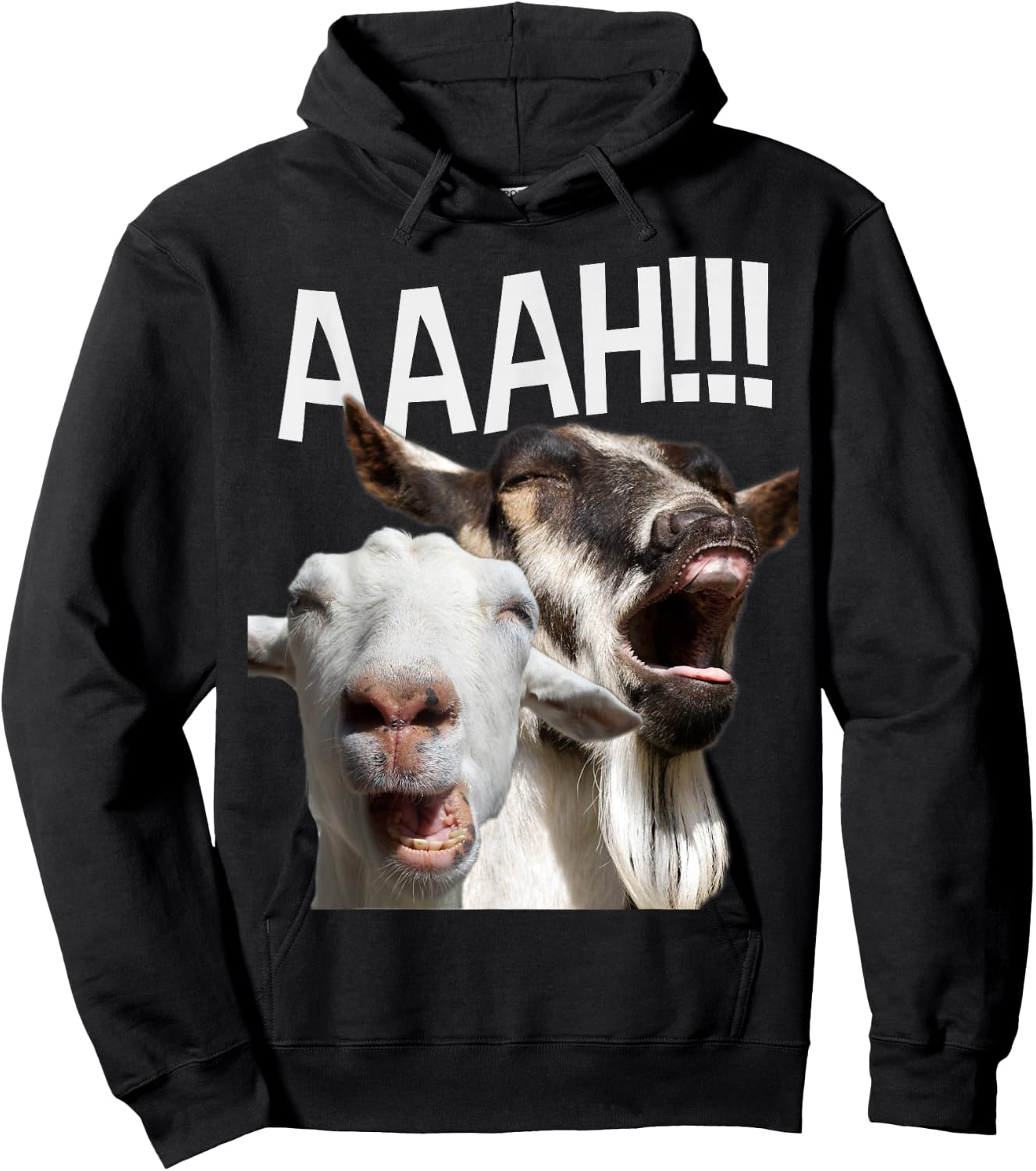 Screaming Goats AAAH!!! Funny Crazy Goat Lover Print Hoodie - Hoodie | Black