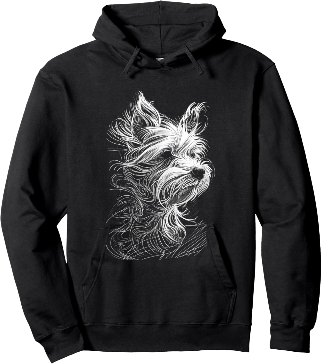 Fun Yorkshire Terrier Dog Lover Simple Sketch Yorkie Hoodie - Hoodie | Black