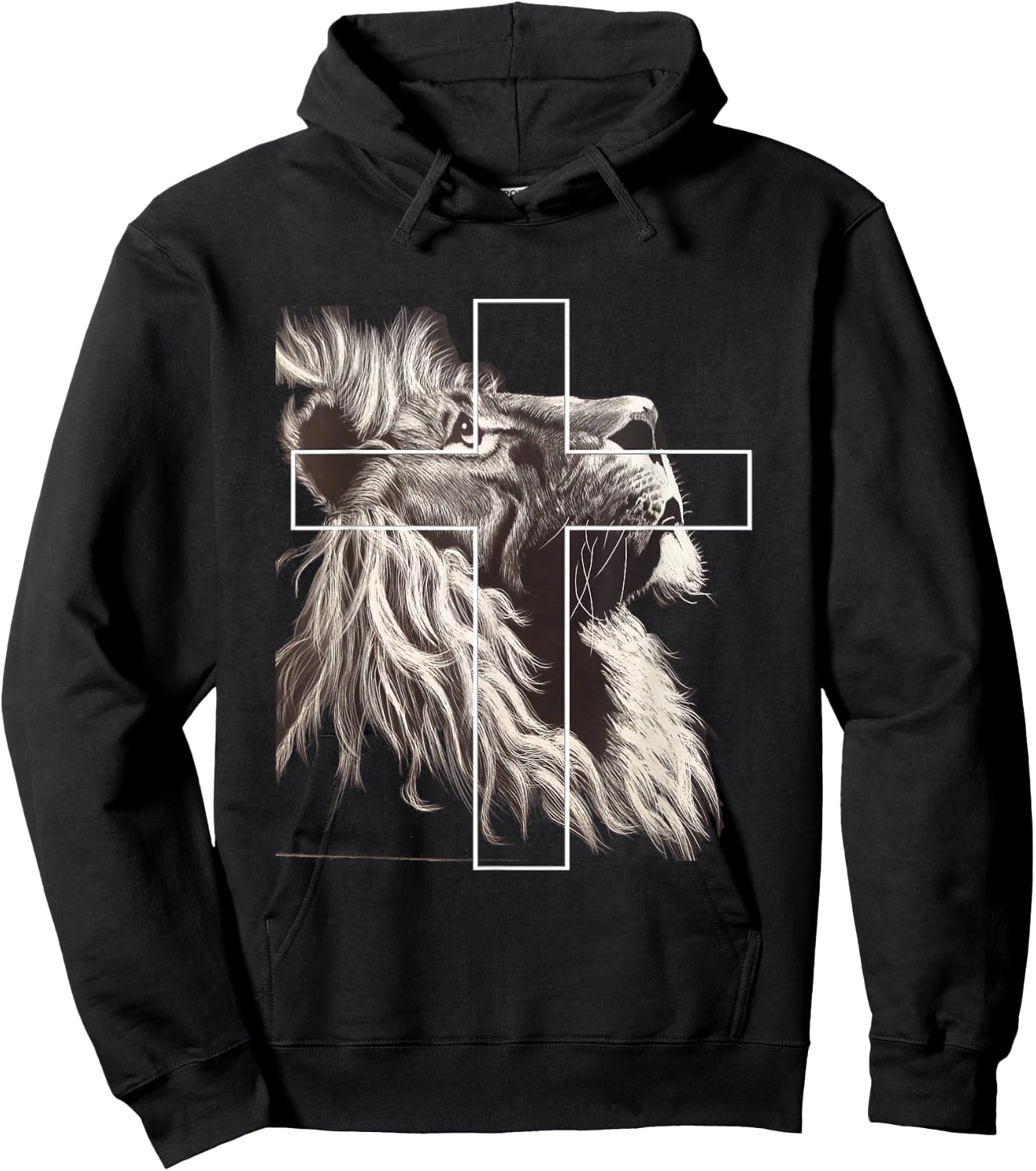 Jesus Lion of Judah Christian Cross Hoodie - Hoodie | Black
