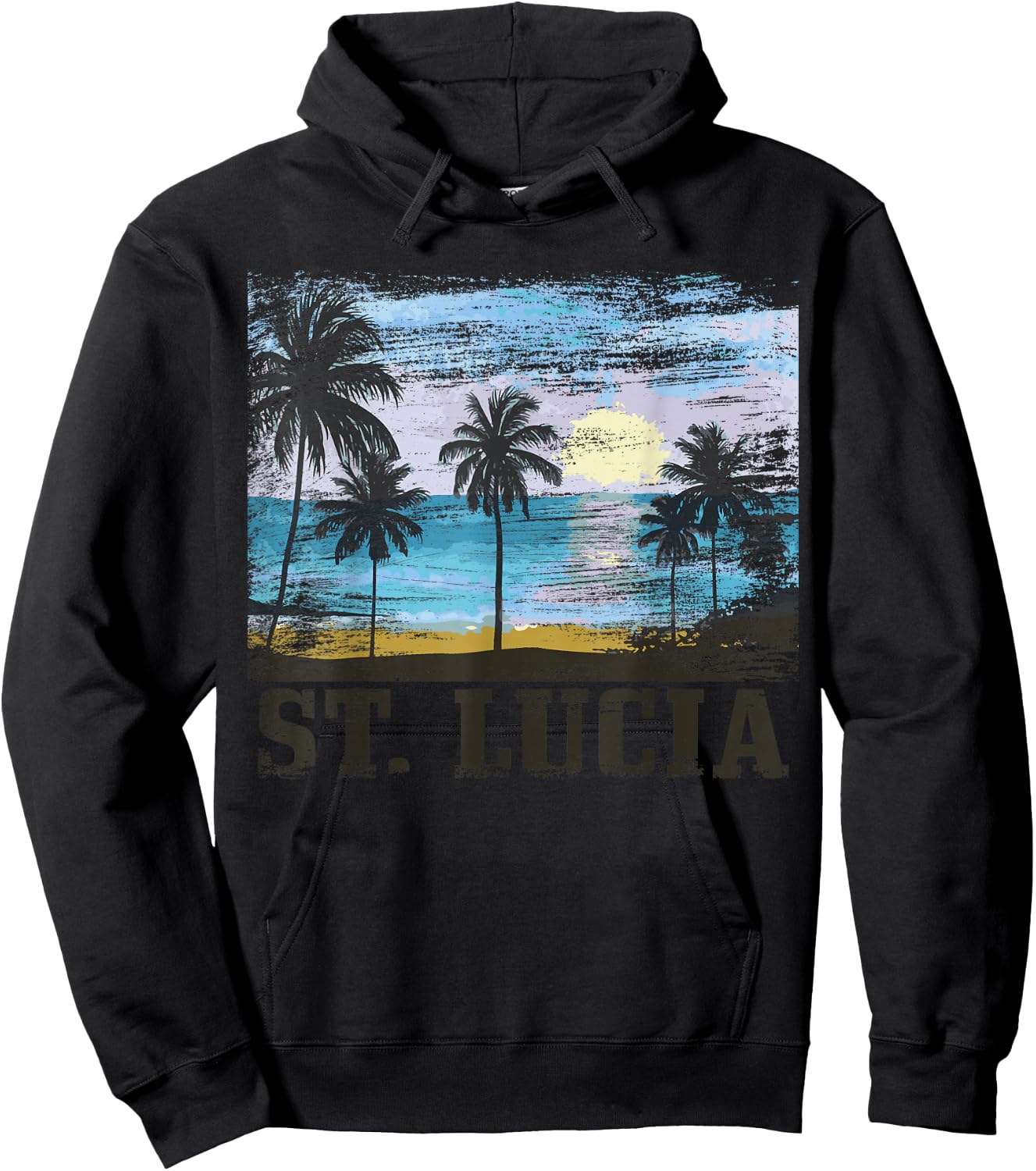 Saint Lucia Vintage Surfer Caribbean Saint Lucia Souvenir Hoodie - Hoodie | Black