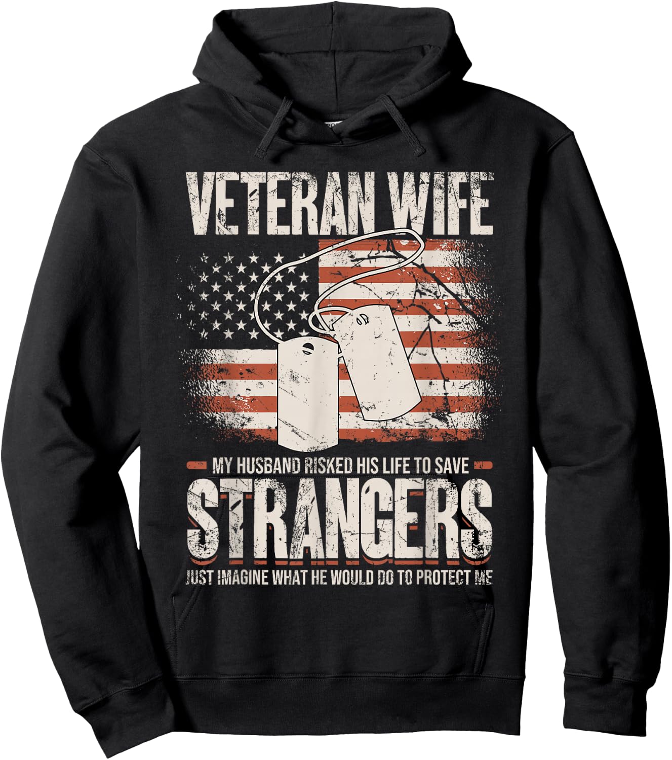 Veteran Wife, Husband Soldier & Saying For Military Women Hoodie - Hoodie | Black