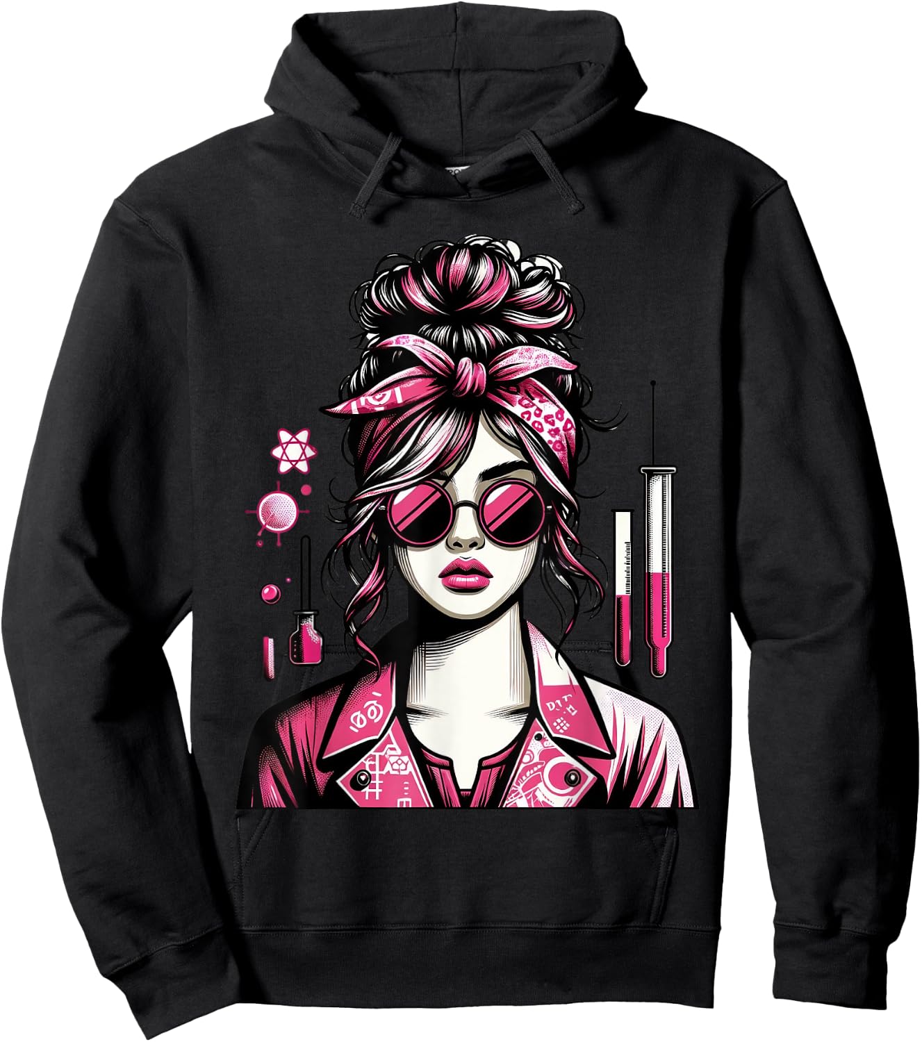Retro Lab Week 2024 Phlebotomy Pink Women Girl Lab Week 2024 Hoodie - Hoodie | Black