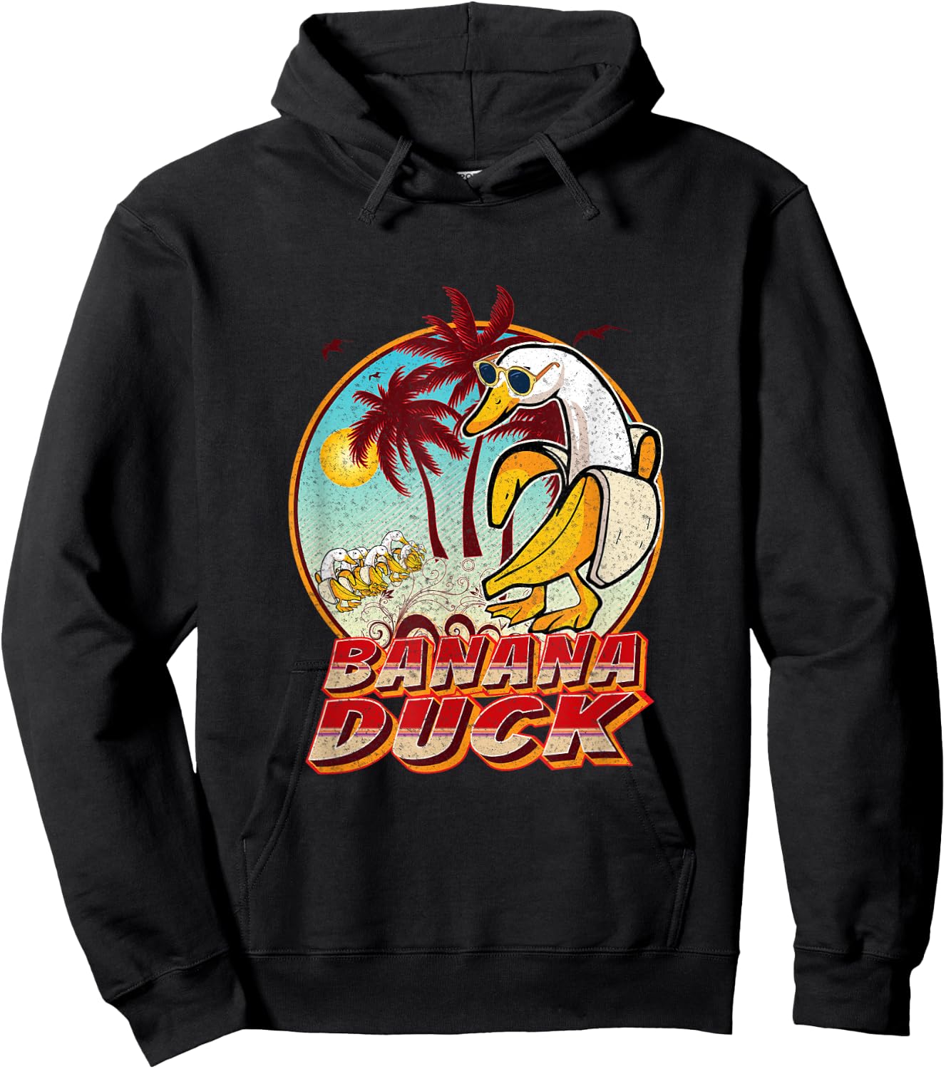 Banana Duck - - Summer Beach Vintage Retro Hoodie - Hoodie | Black