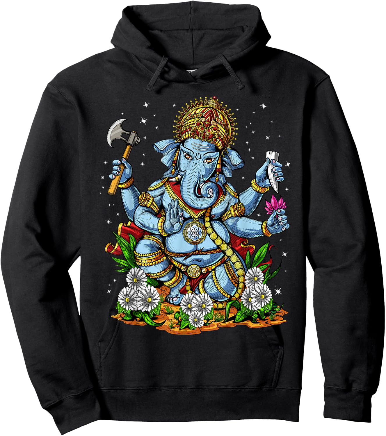 Ganesha Hindu God Elephant Spiritual Yoga Meditation Hoodie - Hoodie | Black