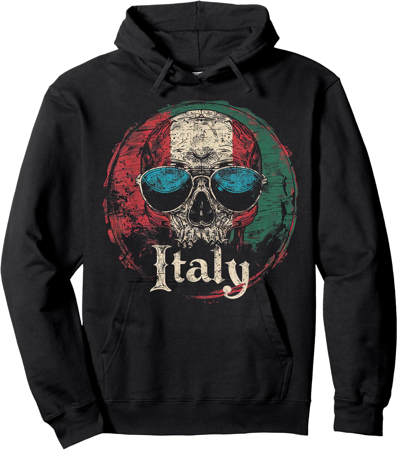 Italian Italy Flag - Skull Skeleton Vintage Country Family Hoodie - Hoodie | Black