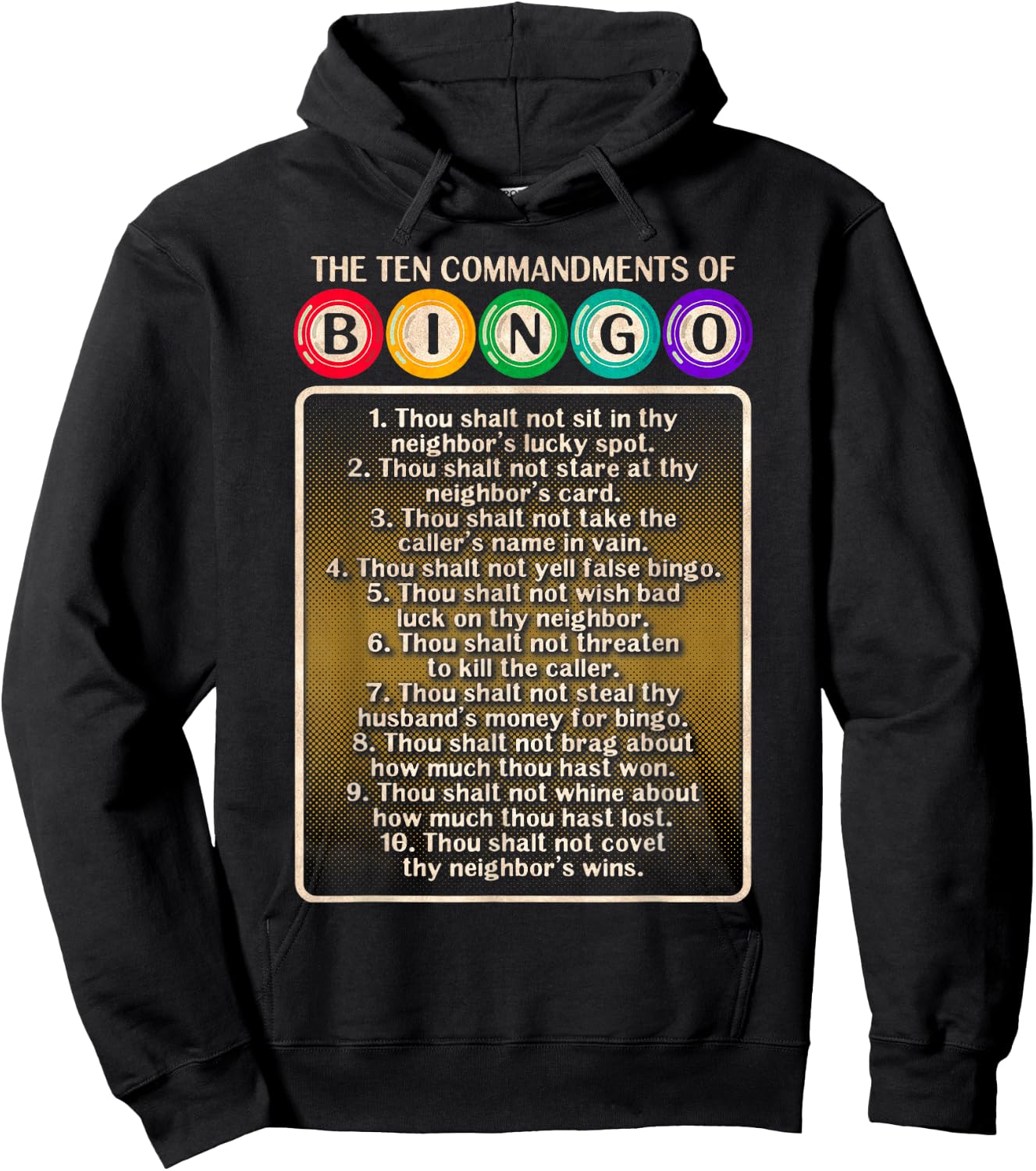 10 Commandments Of Bingo - Bingo Player Hoodie - Hoodie | Black