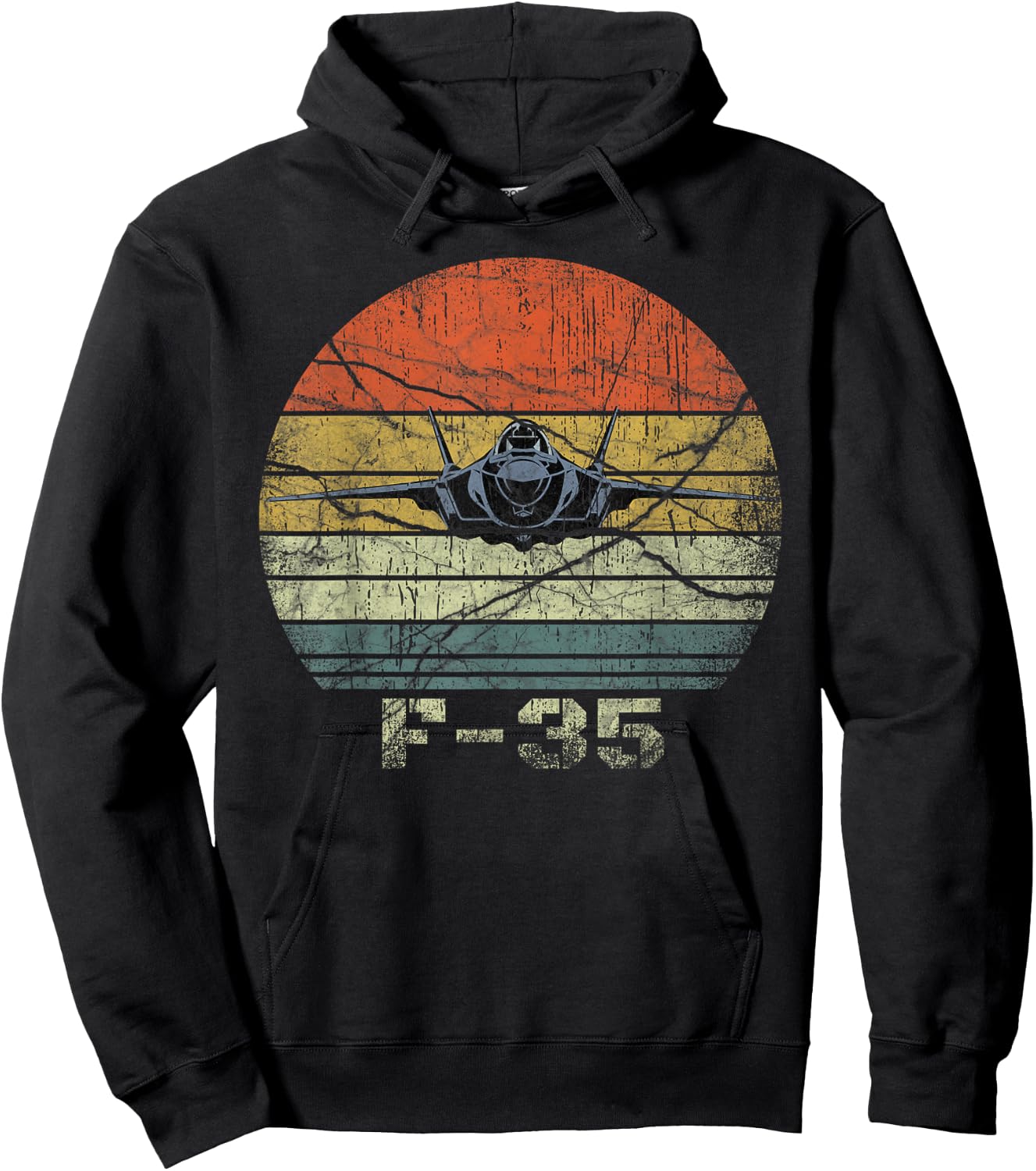 Distressed F-35 Fighter Jet Military Airplane Hoodie - Hoodie | Black
