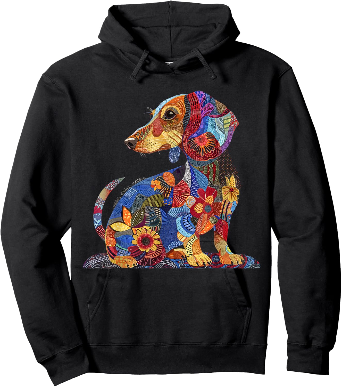 Dachshund Mom Flower Patterns Vintage Cute Wiener Dog Lover Hoodie - Hoodie | Black