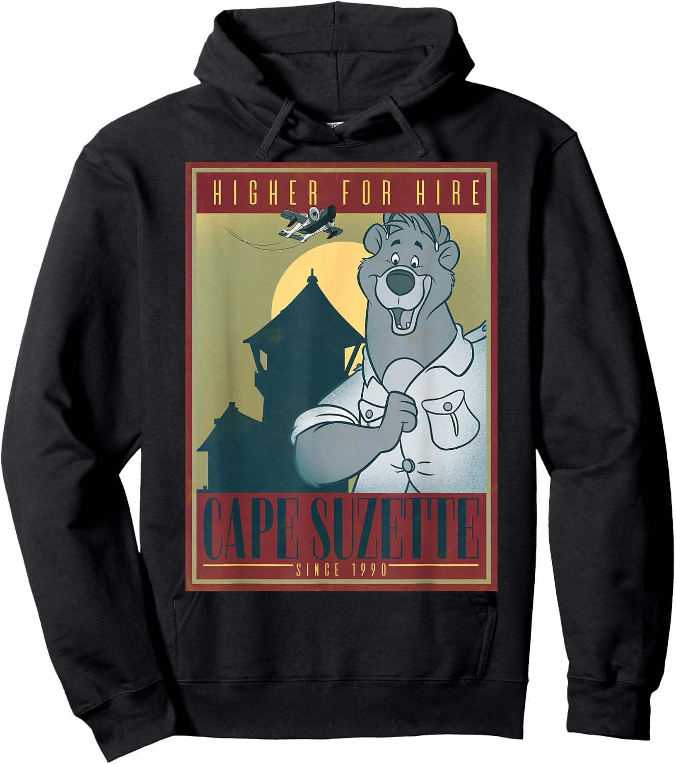 Disney TaleSpin Baloo Higher For Hire Poster Hoodie - Hoodie | Black